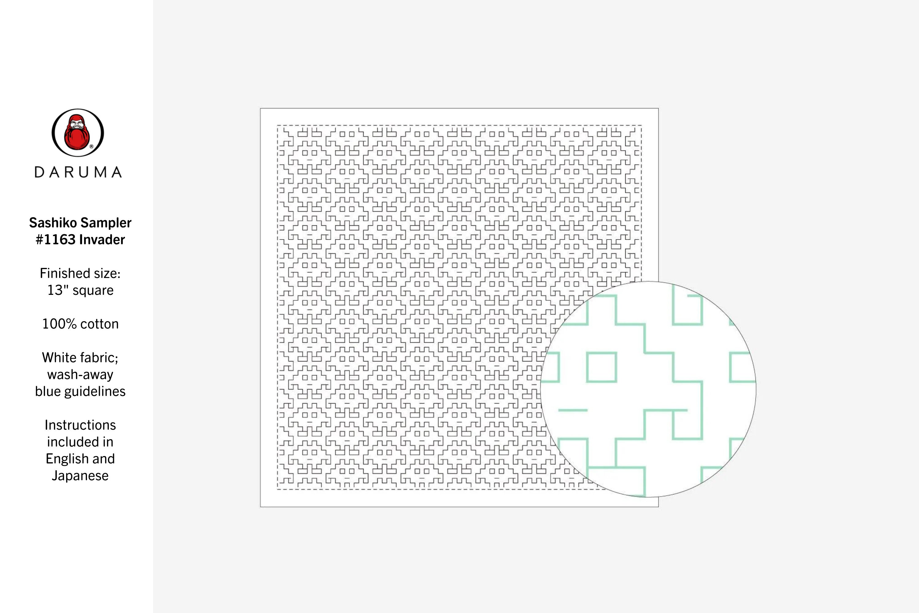 Daruma Sashiko Sampler, #1163 Invader
