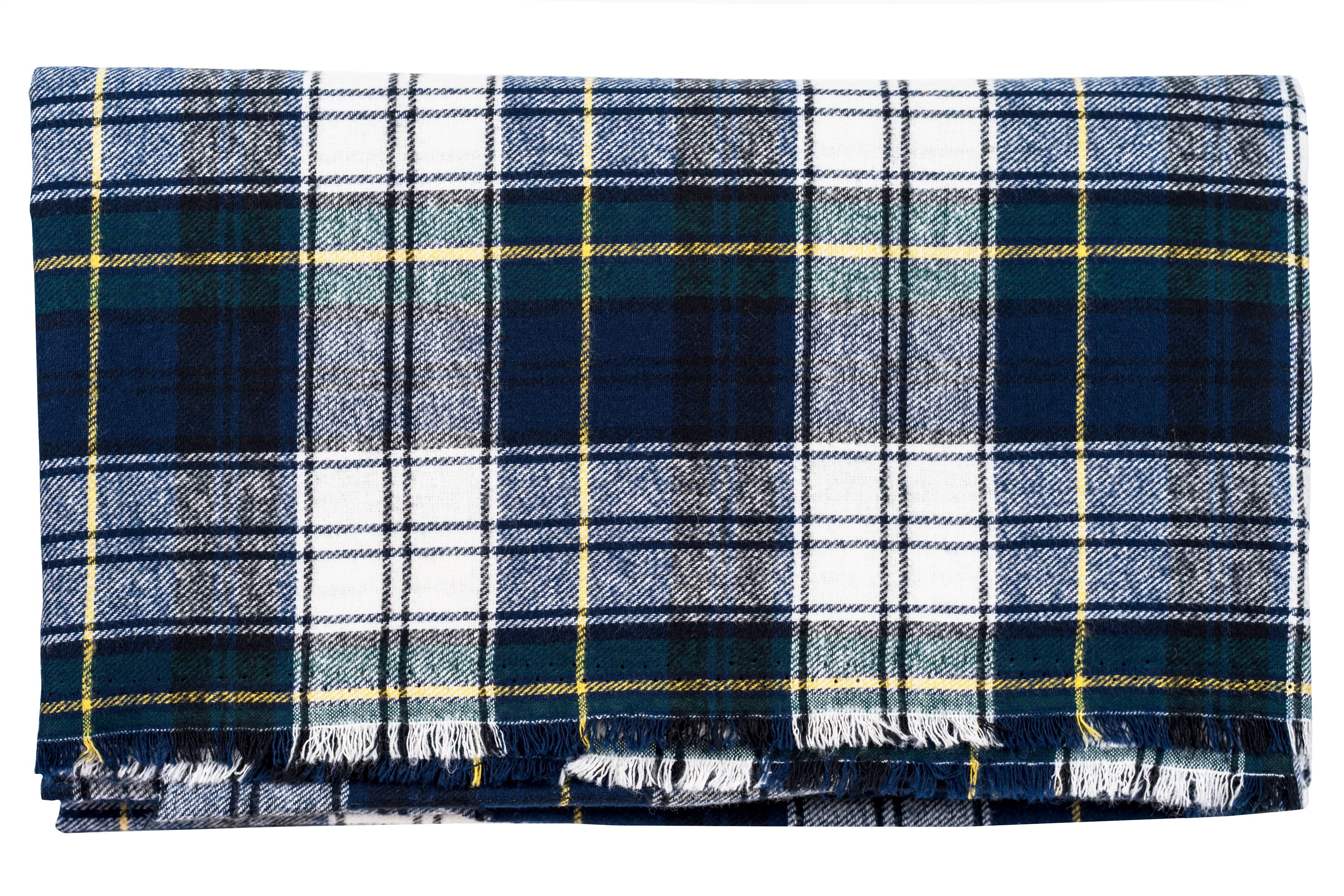 Yarn-Dyed Cotton Flannel, Navy/Green Tartan