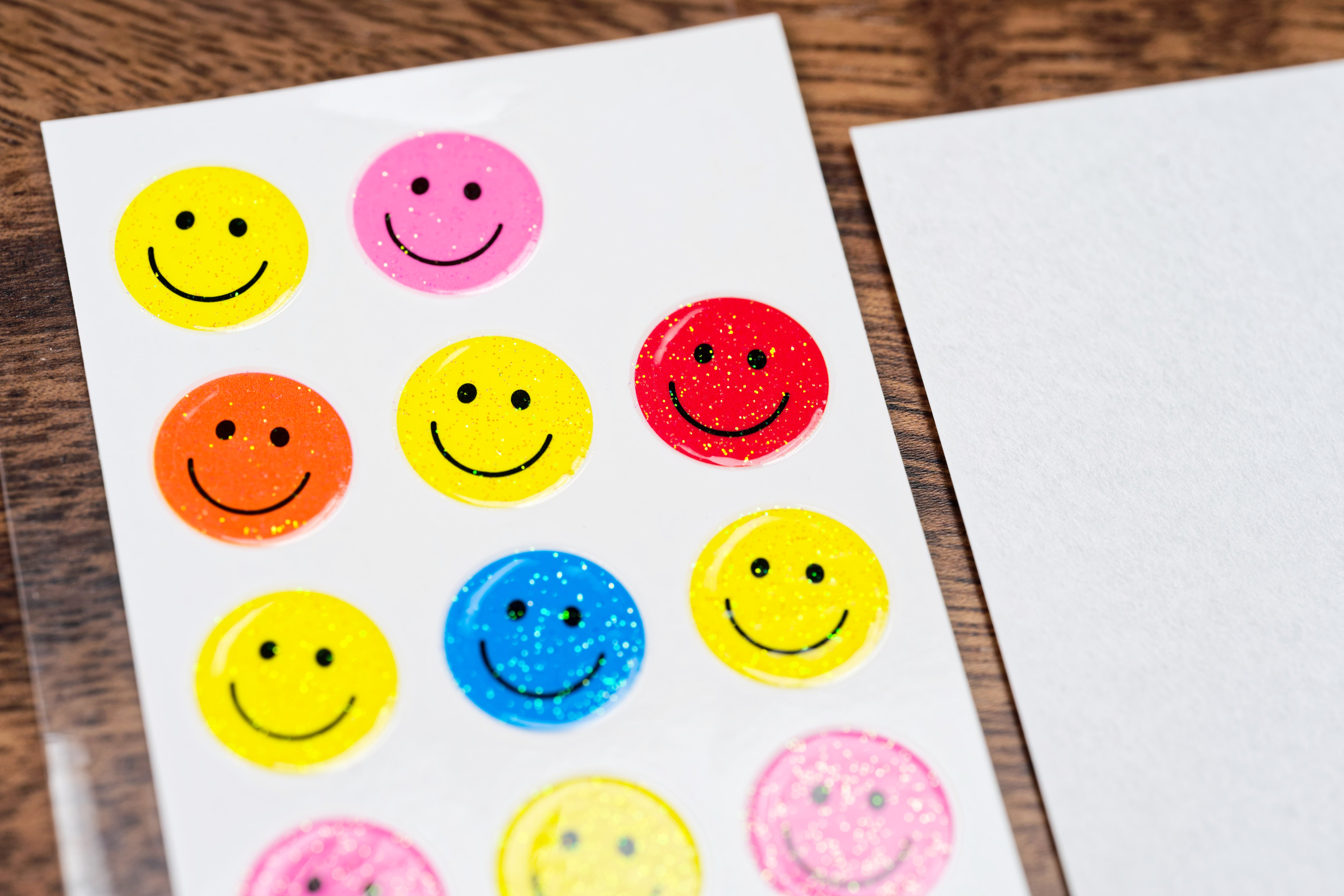 Glitter-Glue Sticker Sheet, Smilies