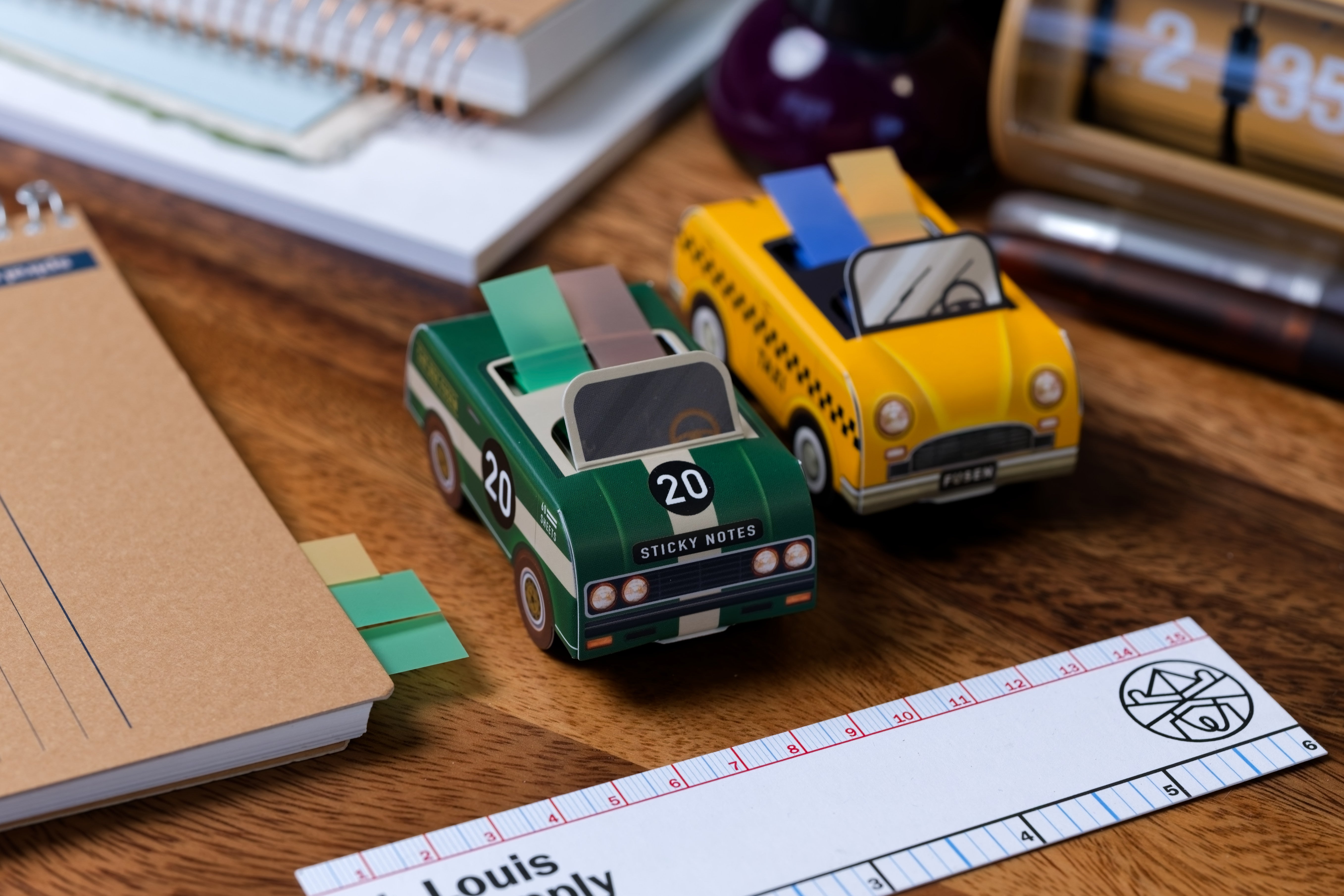 Sticky Tab Dispenser, Green Racecar