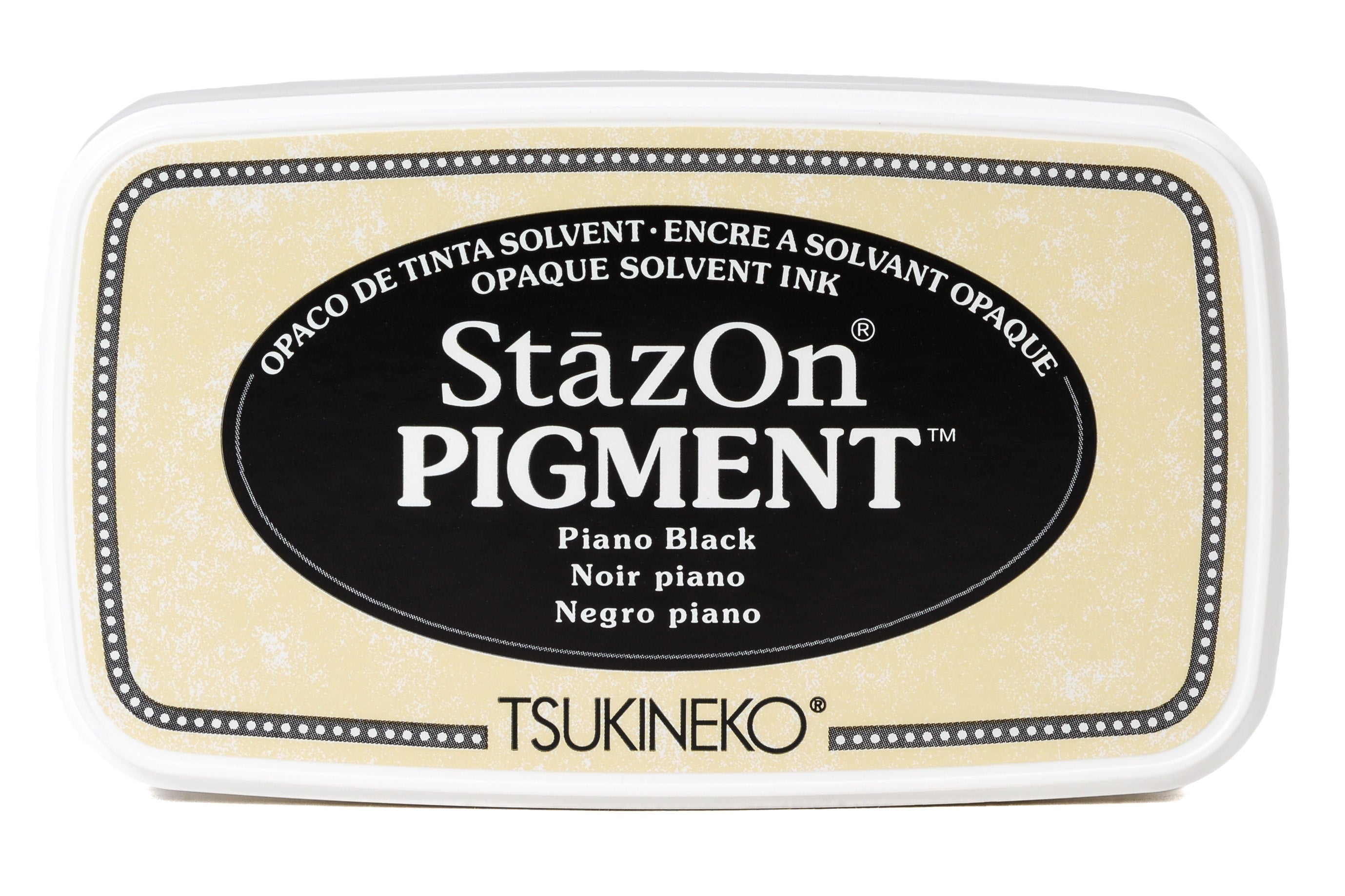 StazOn Multi-Surface Inkpad, pre-inked with Black Permanent Ink.