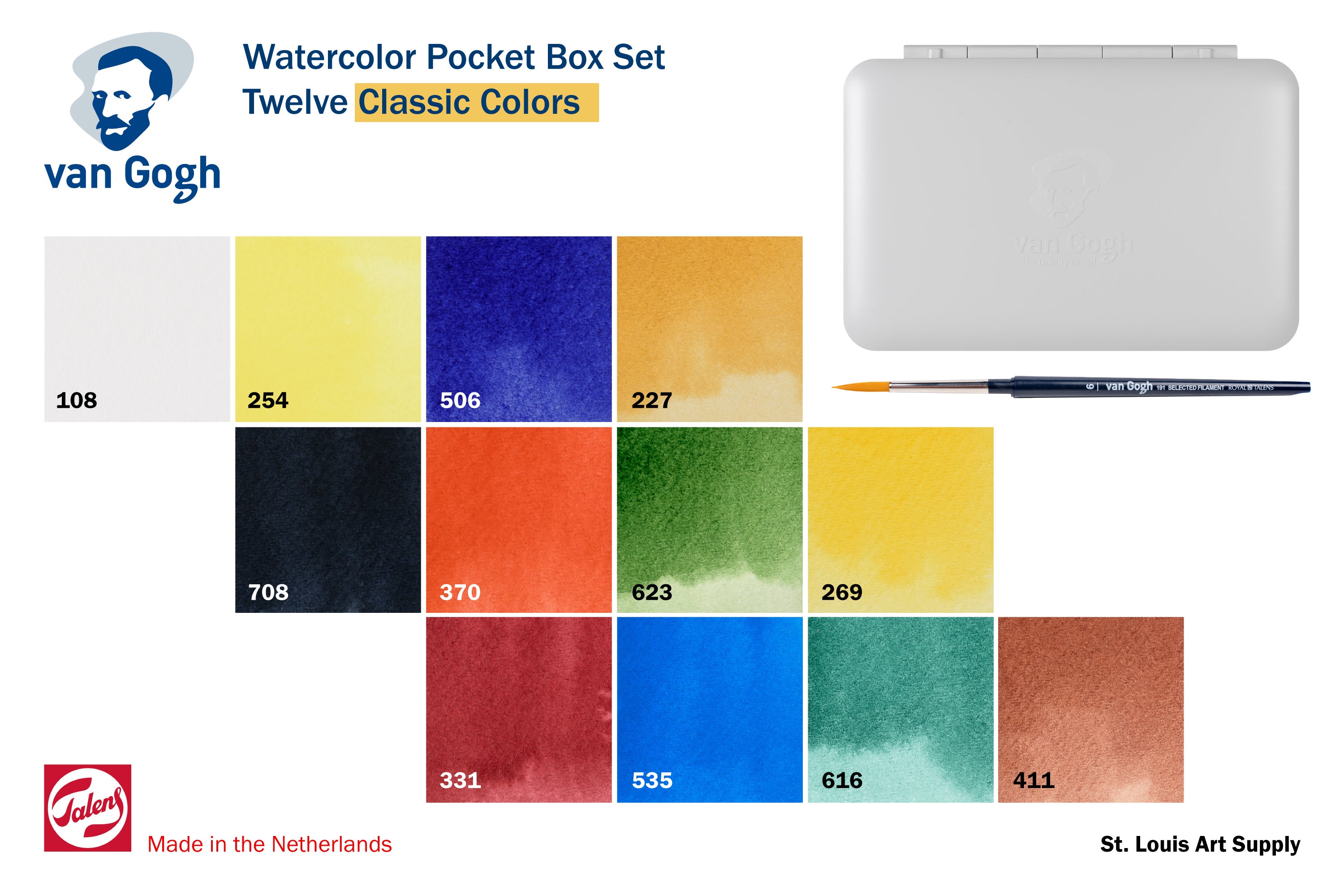 Van Gogh Watercolor, Travel Set of 12