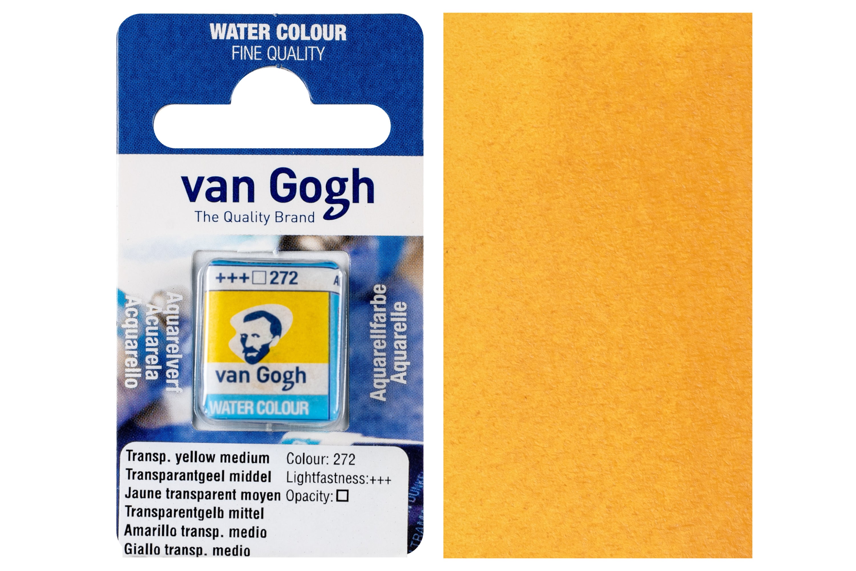 Van Gogh Watercolor Half Pan, #272 Transparent Yellow Medium