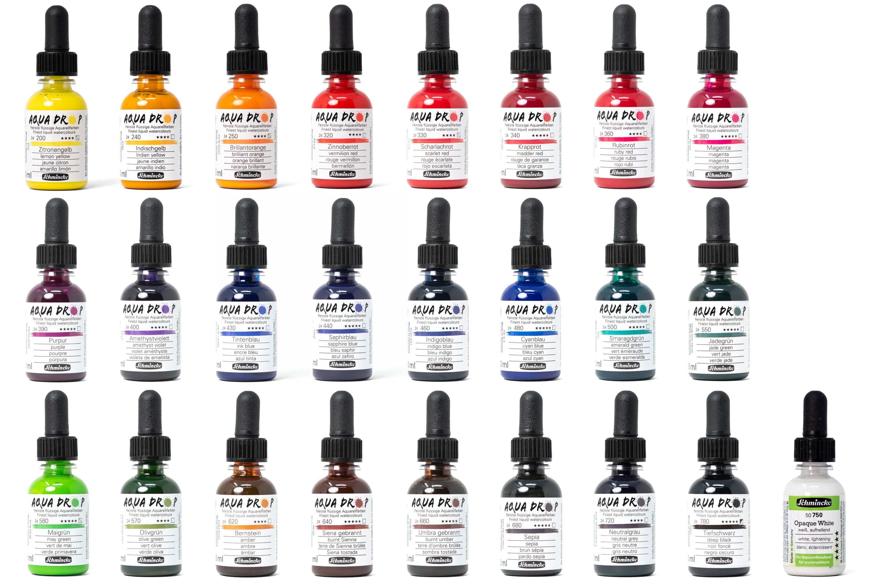 Aqua Drop Liquid Watercolors, Complete Set of 25