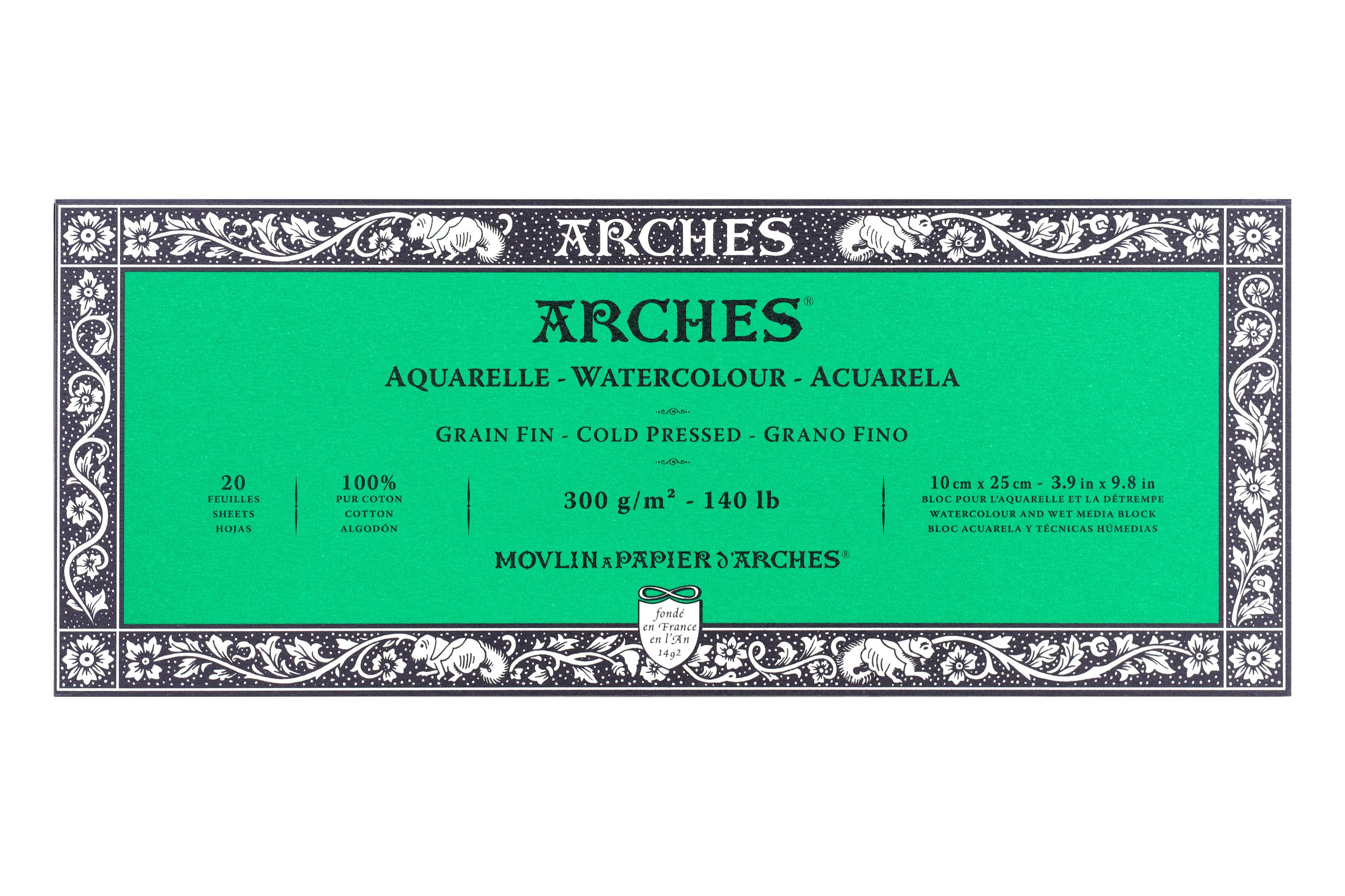 Arches Watercolor Paper Block, Cold Press, 3.9" x 9.8"