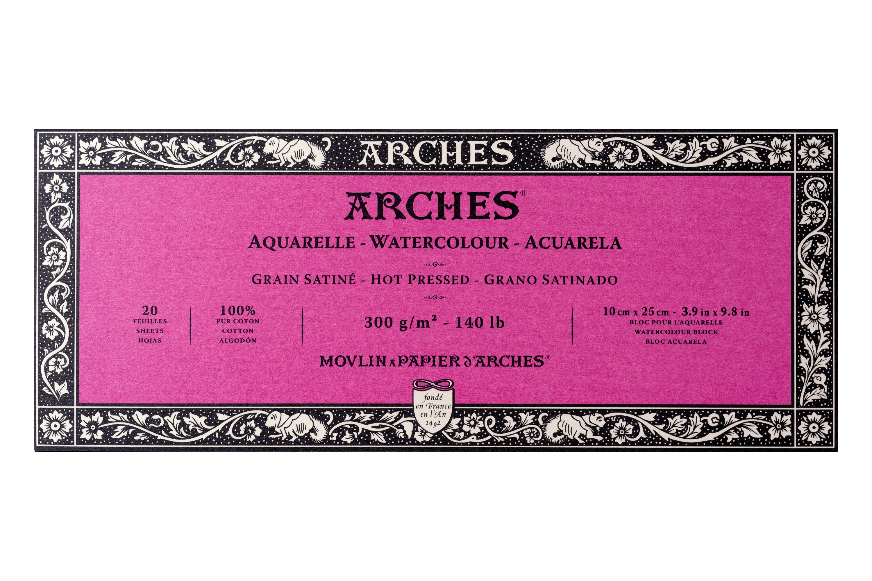 Arches Watercolor Paper Block, Hot Press, 3.9" x 9.8"