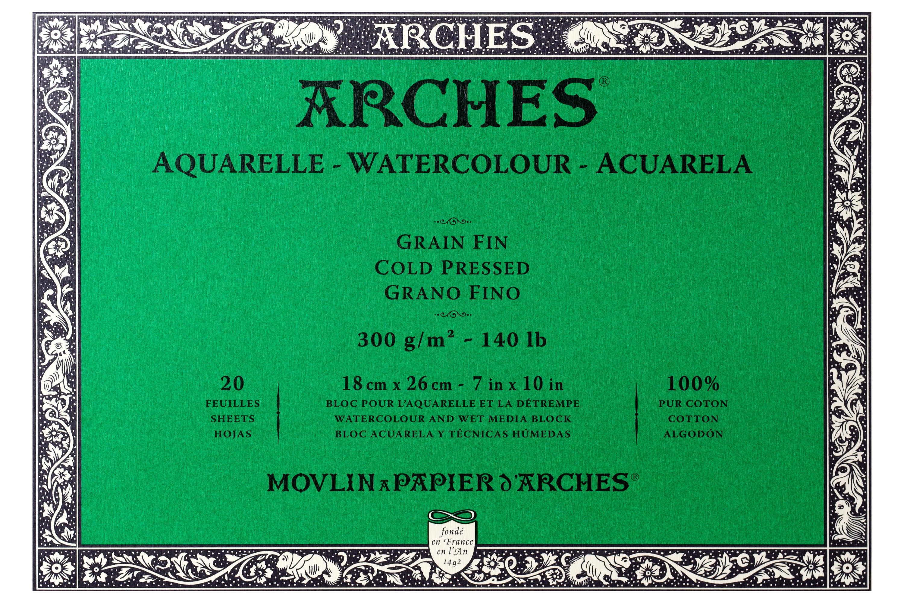 Arches Watercolor Paper Block, Cold Press, 7" x 10"