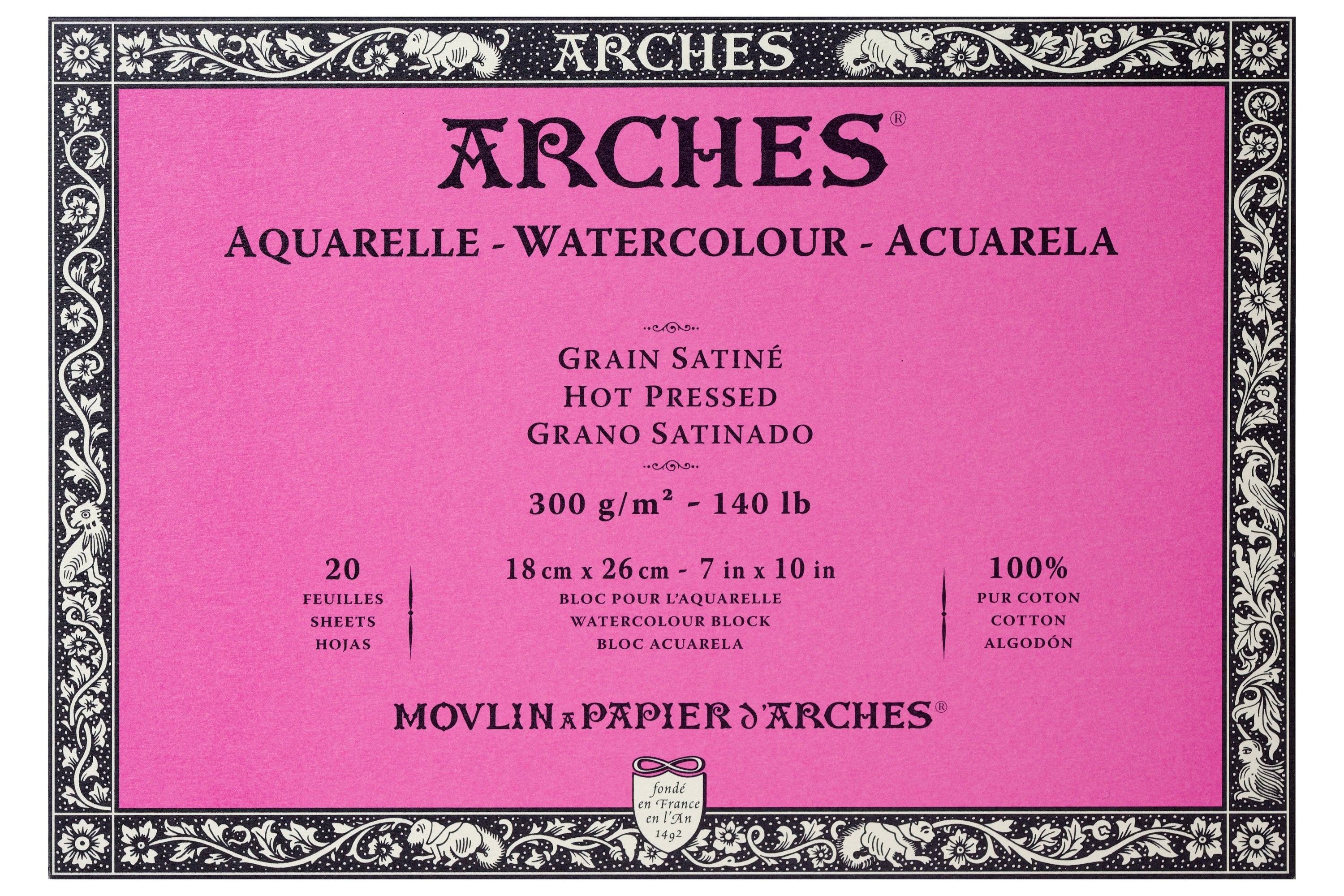 Arches Watercolor Paper Block, Hot Press, 7" x 10"