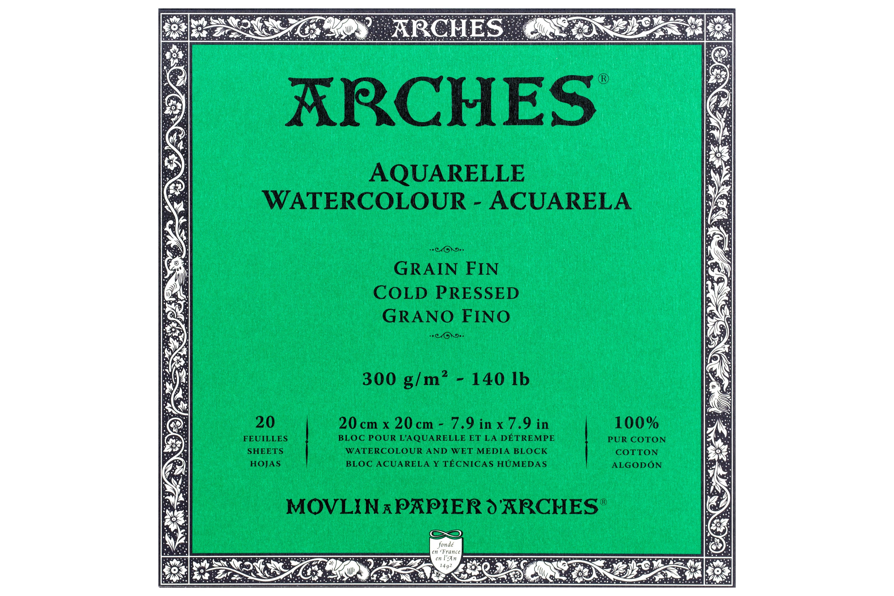 Arches Watercolor Paper Block, Cold Press, 7.9" Square
