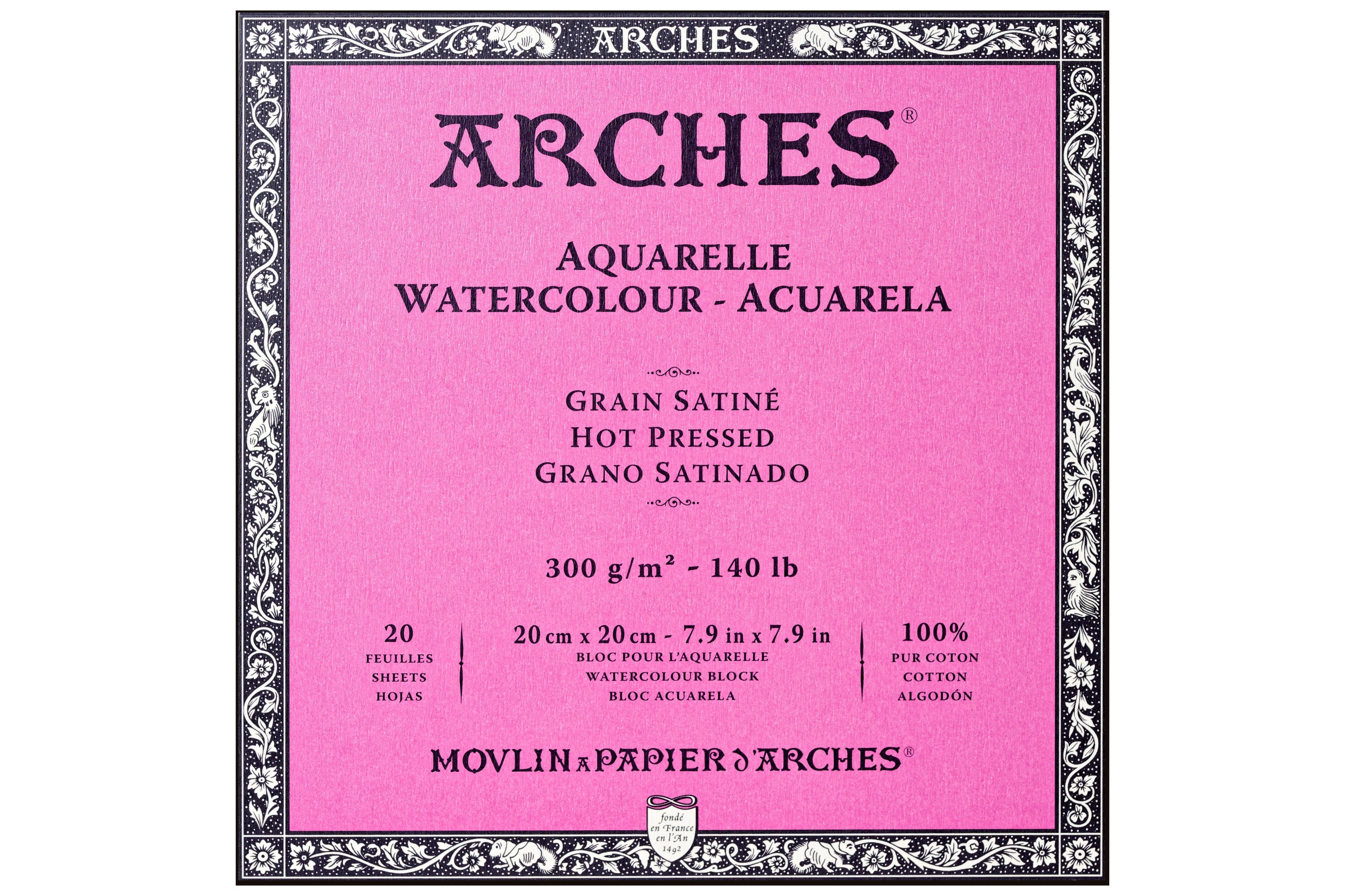 Arches Watercolor Paper Block, Hot Press, 7.9" Square