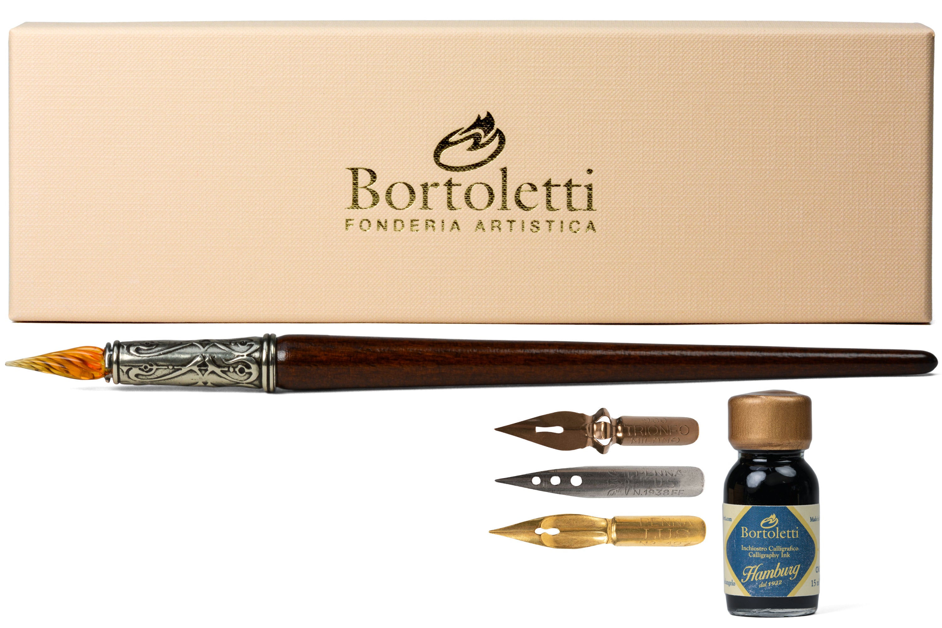 Murano Amber Glass Pen Set