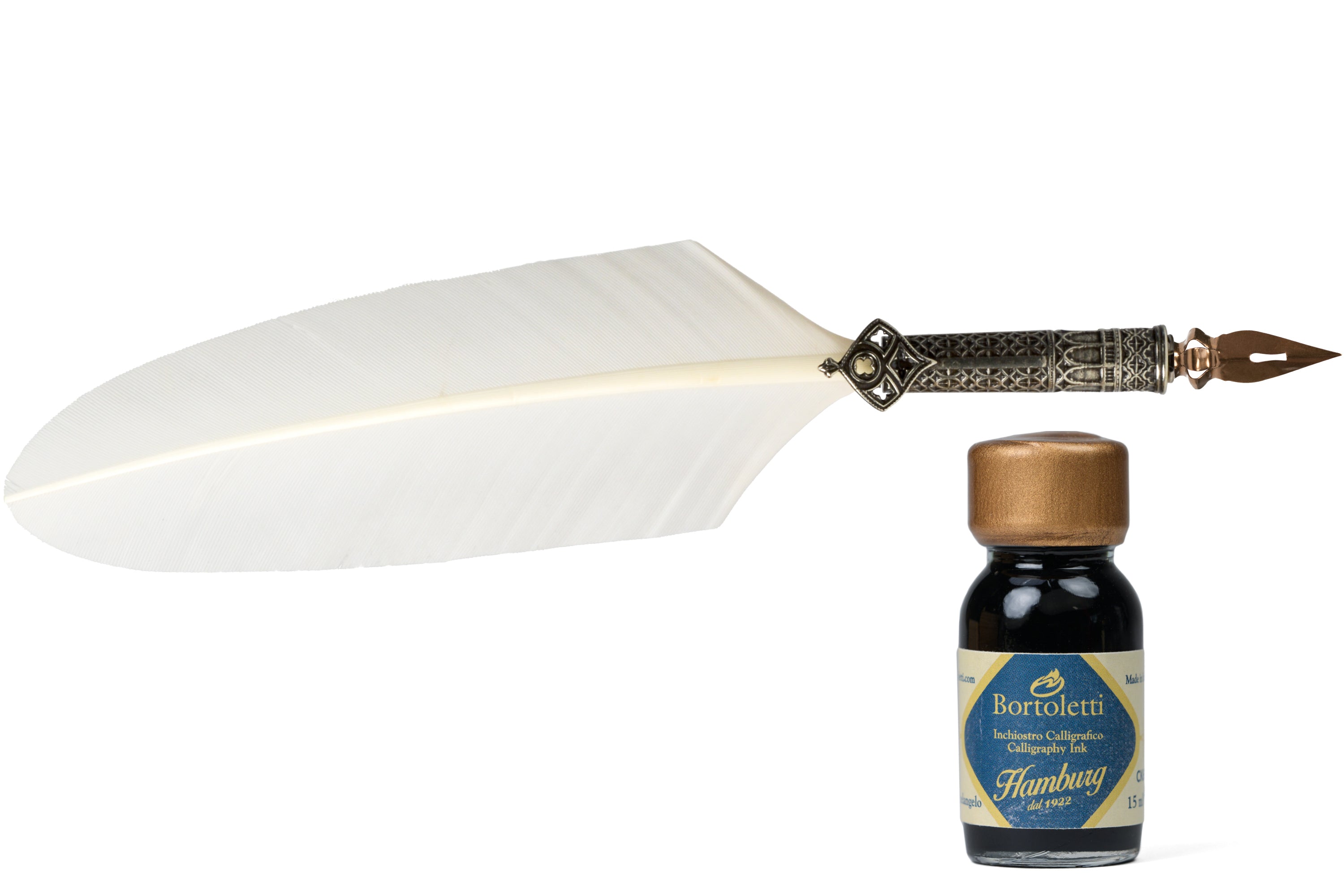 French Quill Feather and Ink Set- Gift Boxed