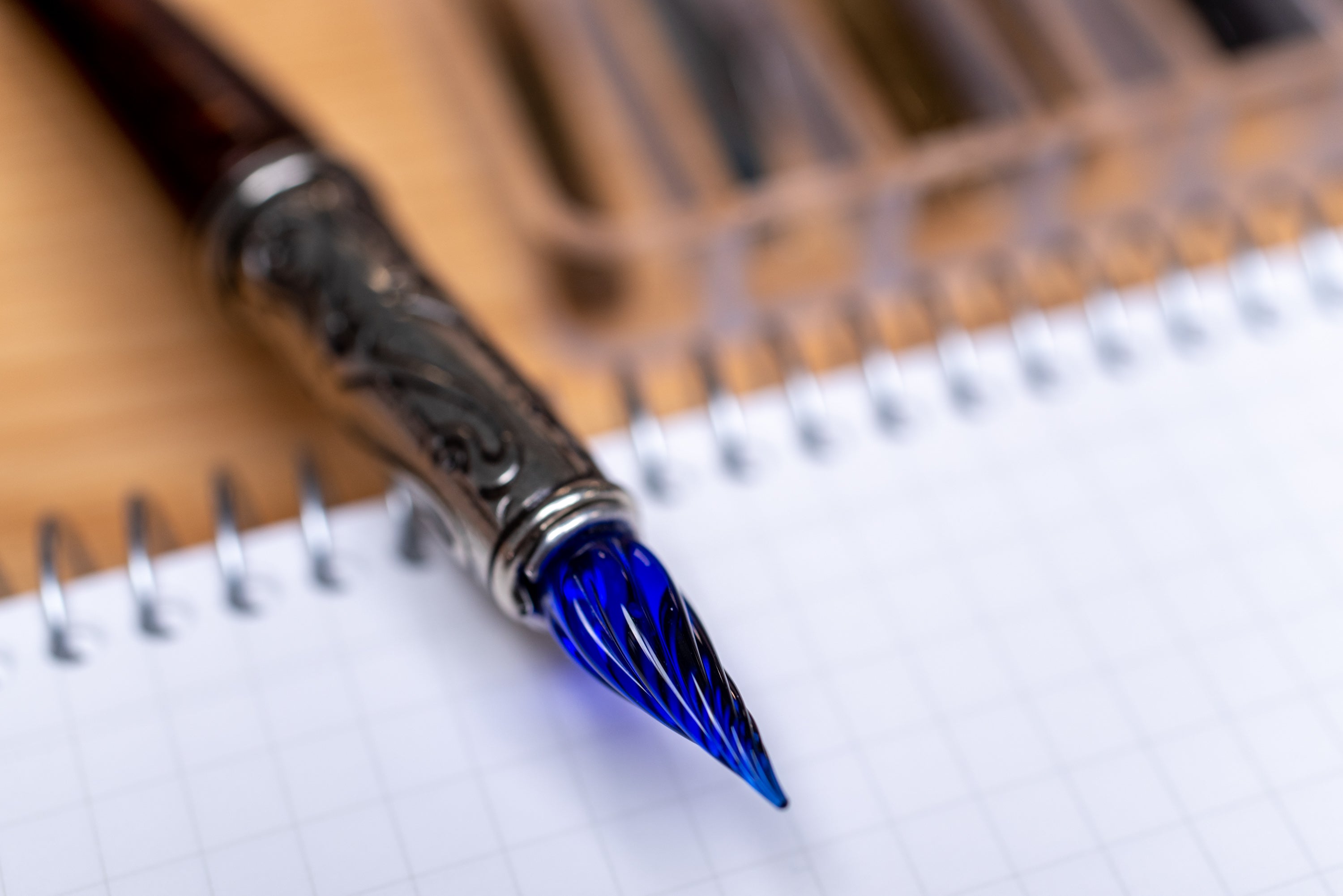 Murano Blue Glass Pen Set