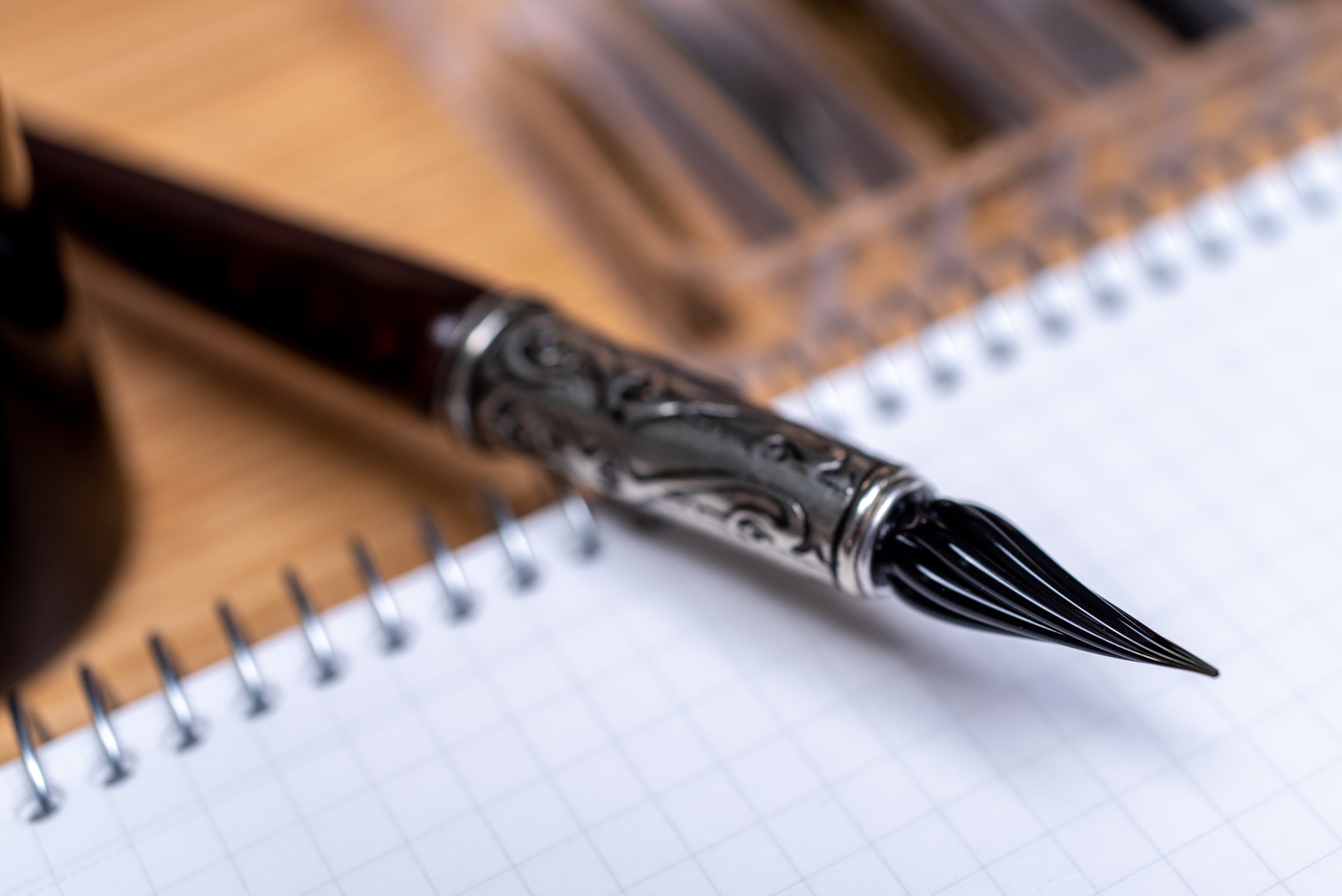 Murano Black Glass Pen Set