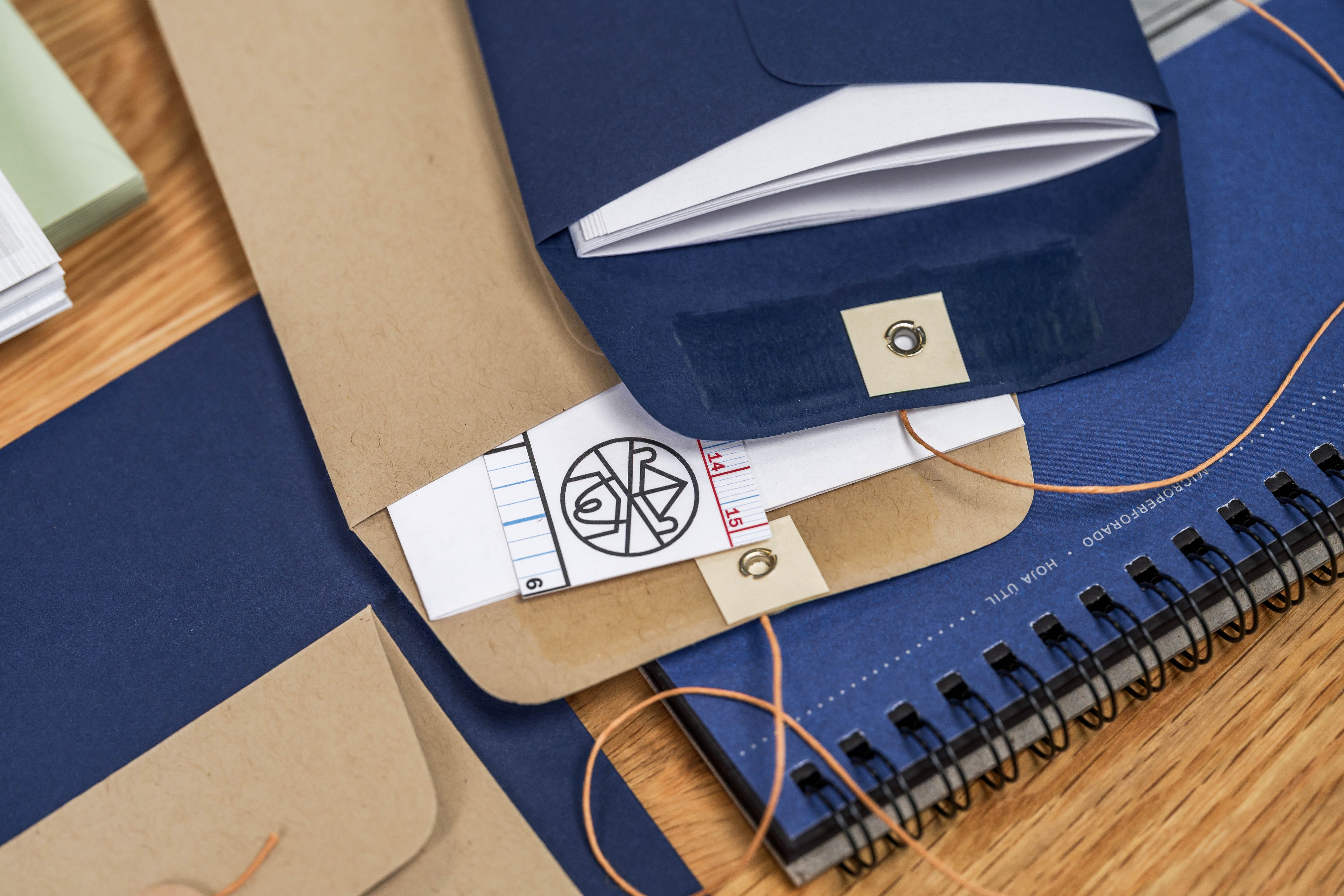 Button-and-String Letter Envelopes, Navy, Set of 10