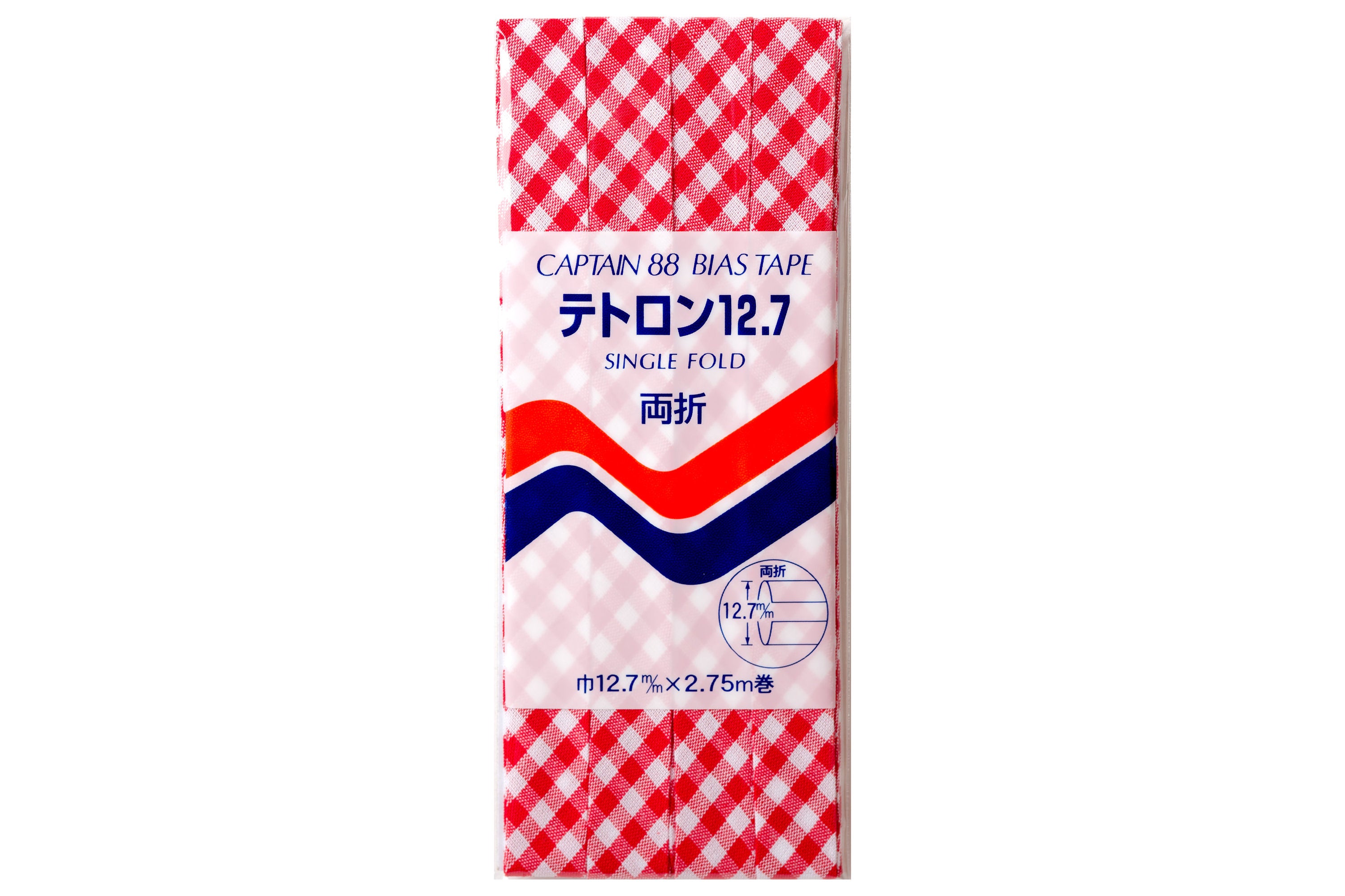 Single-Fold Bias Tape, Red Gingham