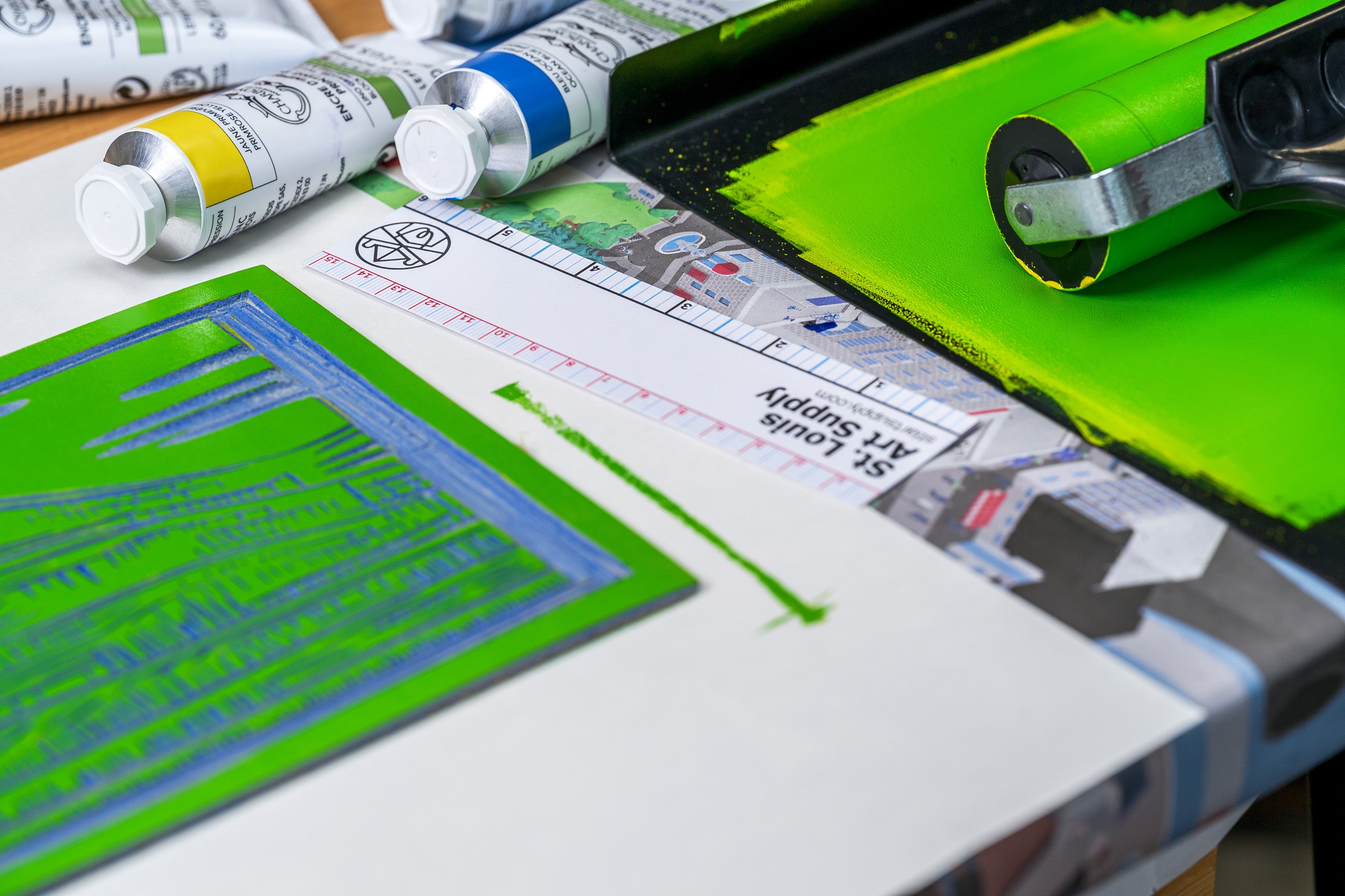 Water-Washable Oil-Based Printmaking Ink, 4 Essential Tubes