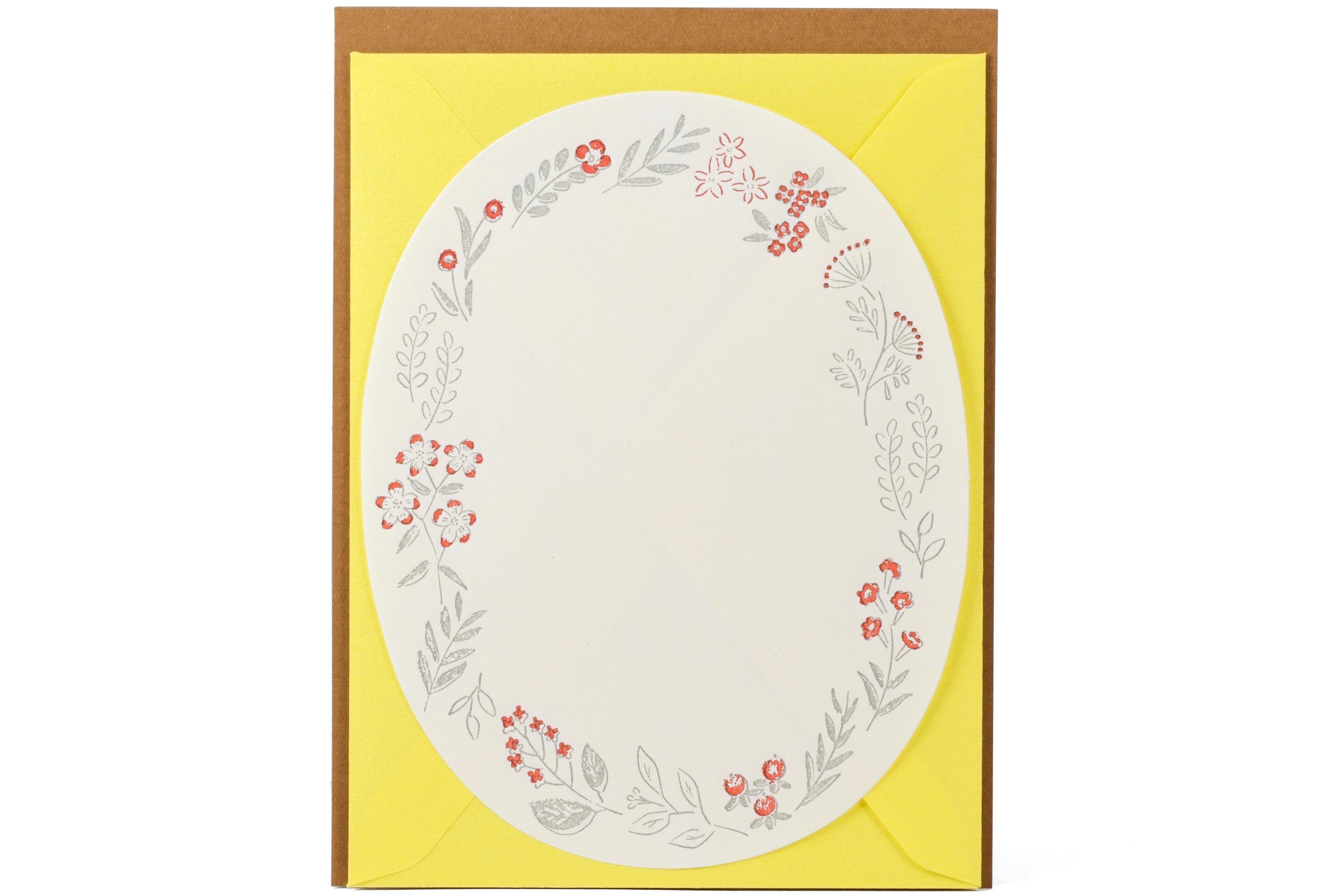 Die-Cut Letterpress Note Set, Yellow/Red