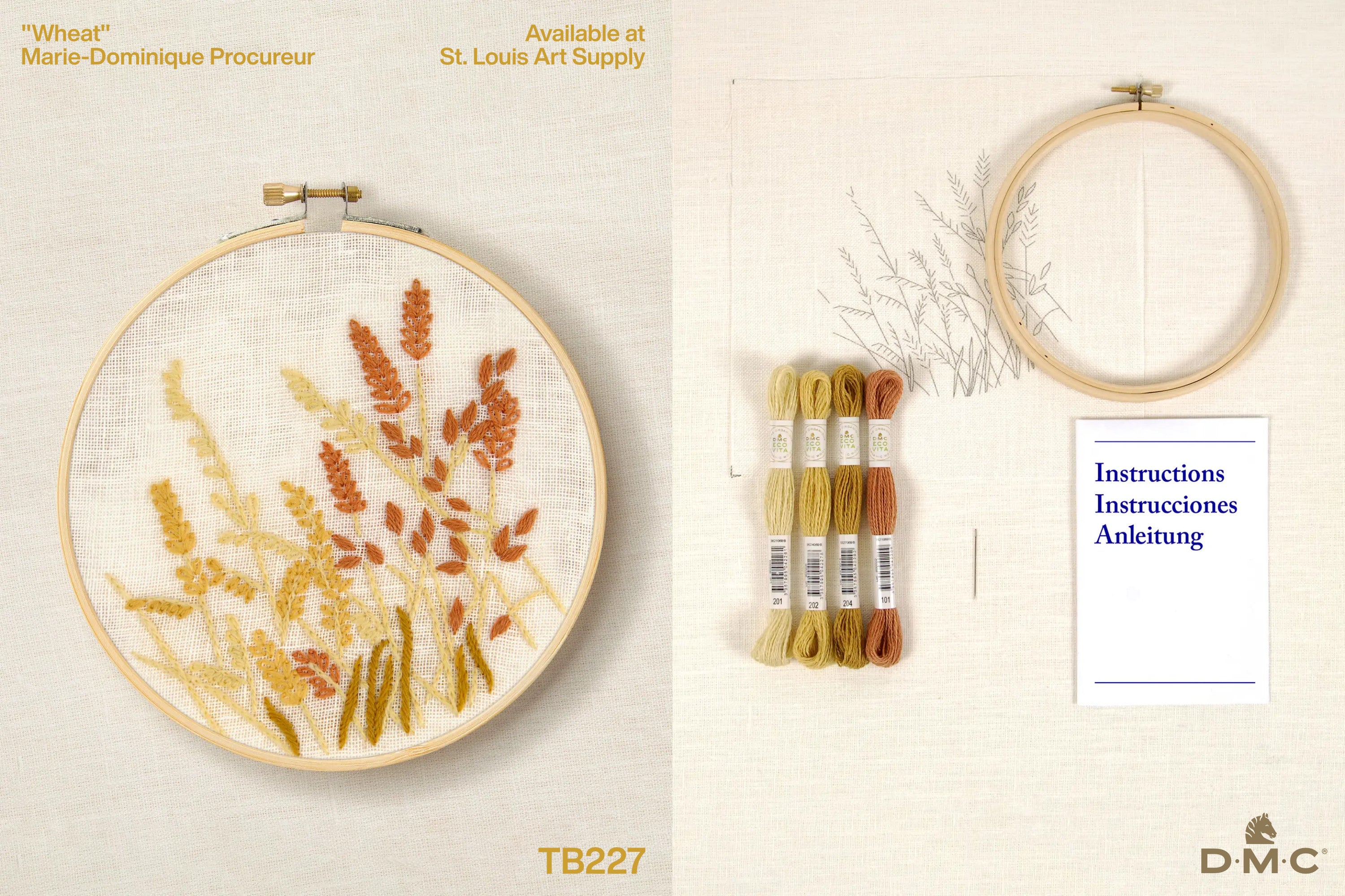 Eco Vita Wool Embroidery Kit, "Wheat"