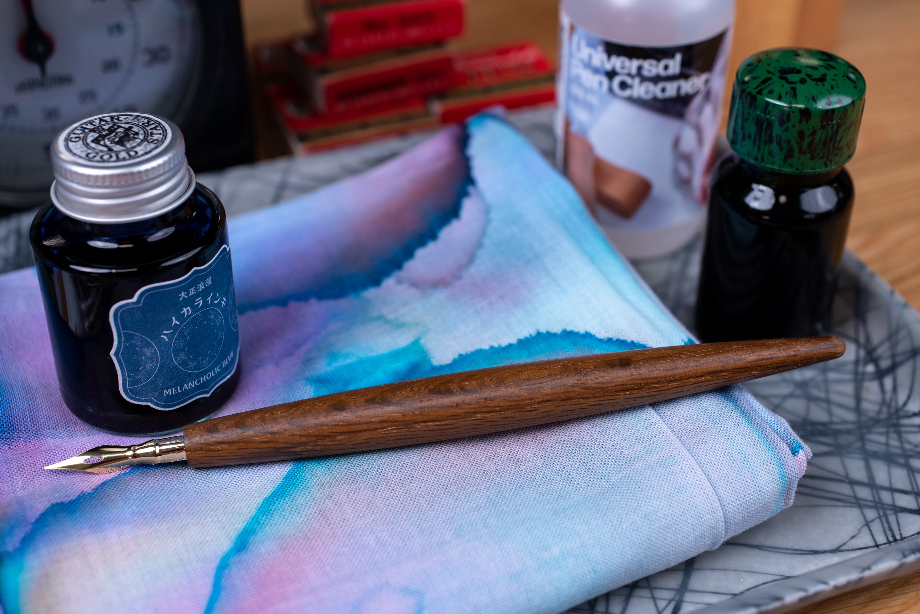 Cigar Pen Holder, Aged Oak, with Leonardt #30 Nib