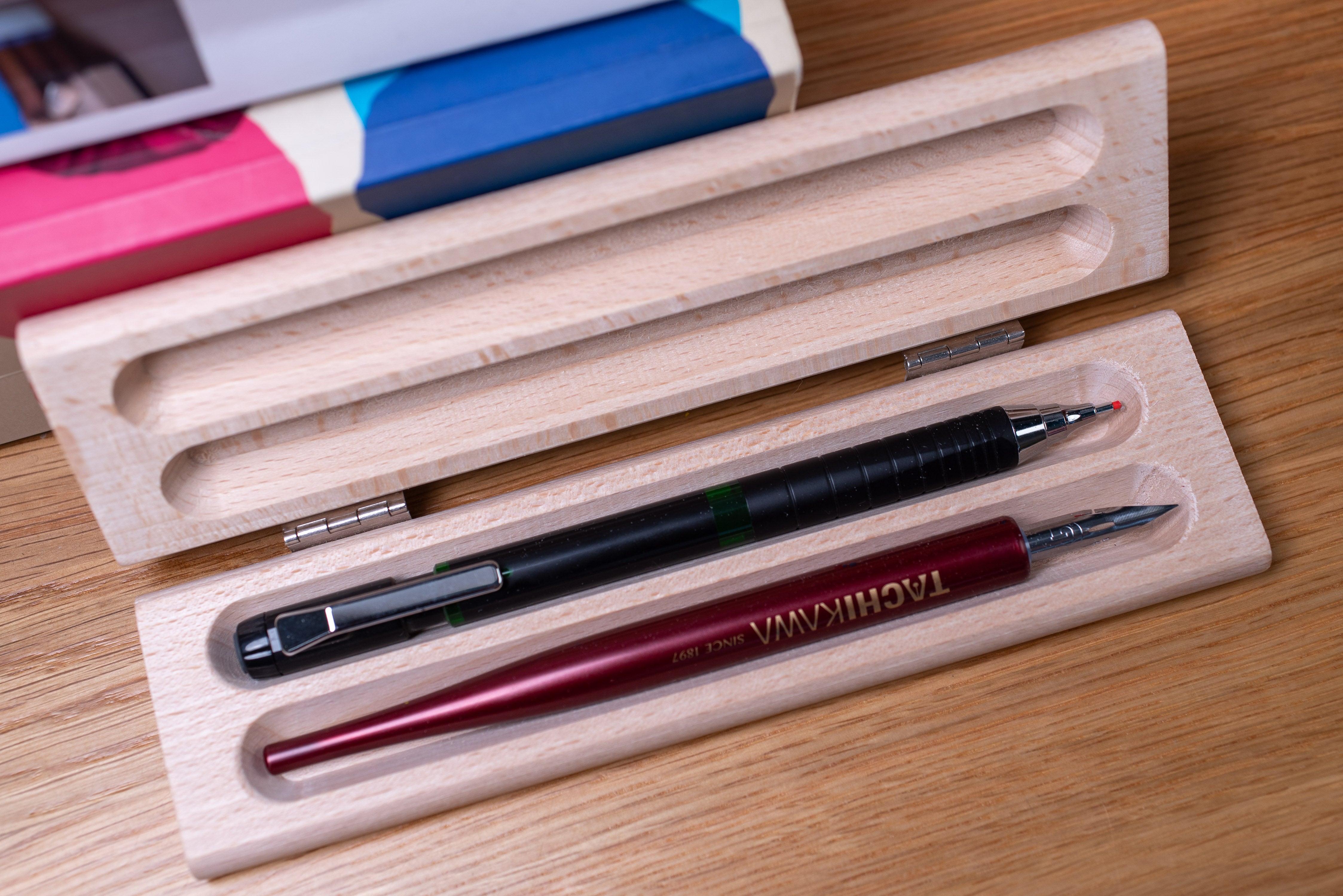 Double Beechwood Pen Case