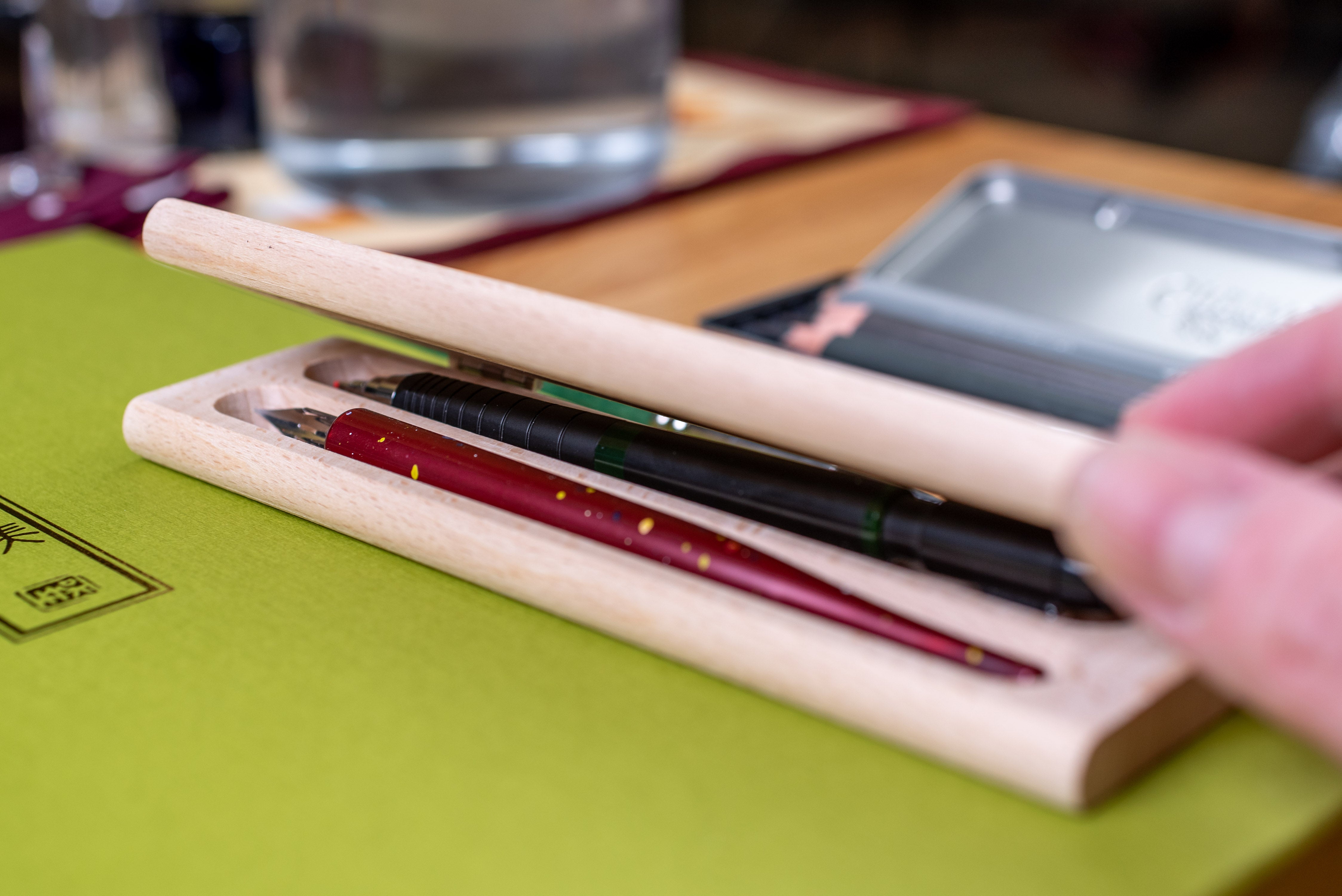 Double Beechwood Pen Case