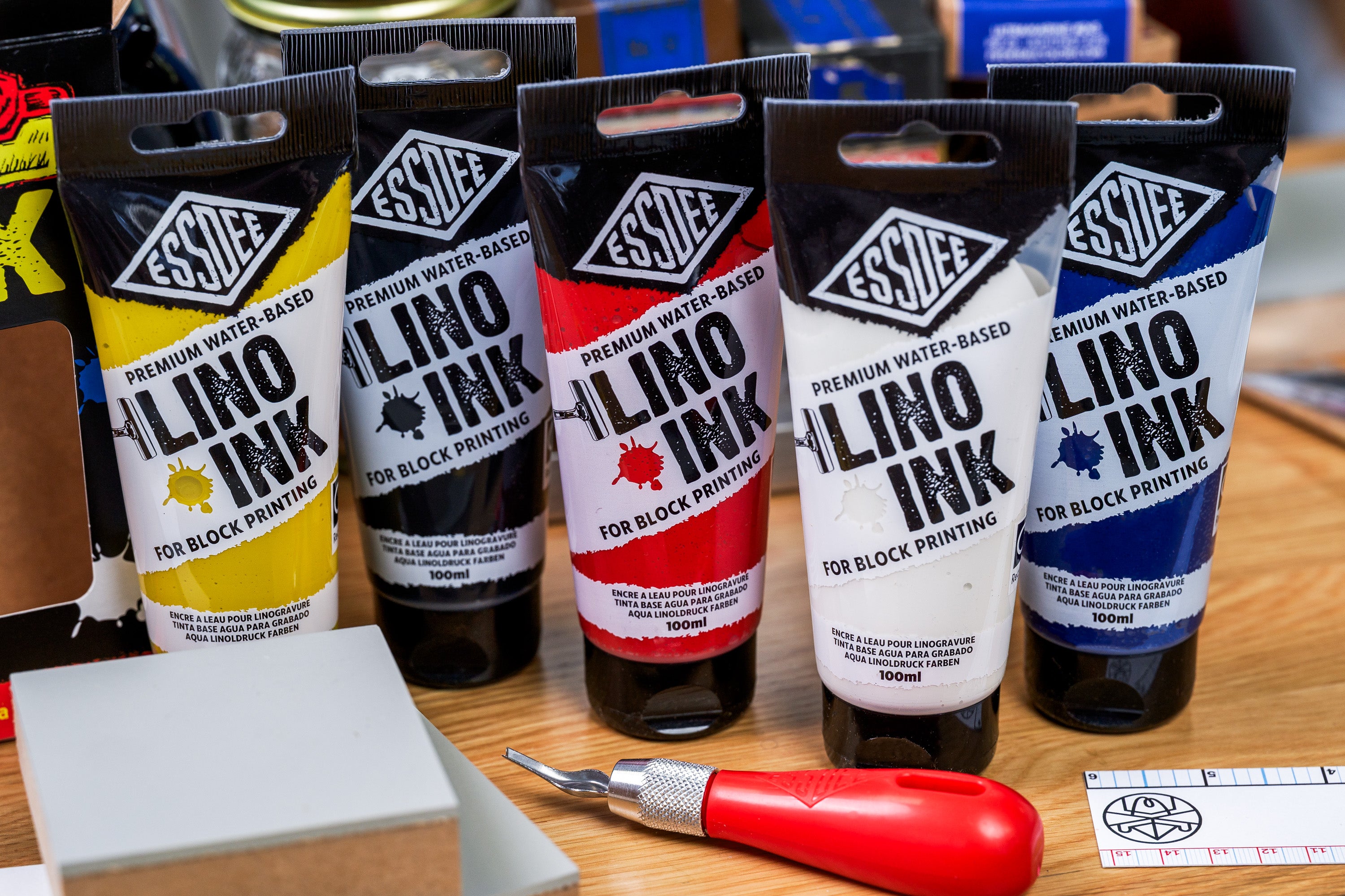 Essdee Premium Block Printing Ink, Primary Set of 5