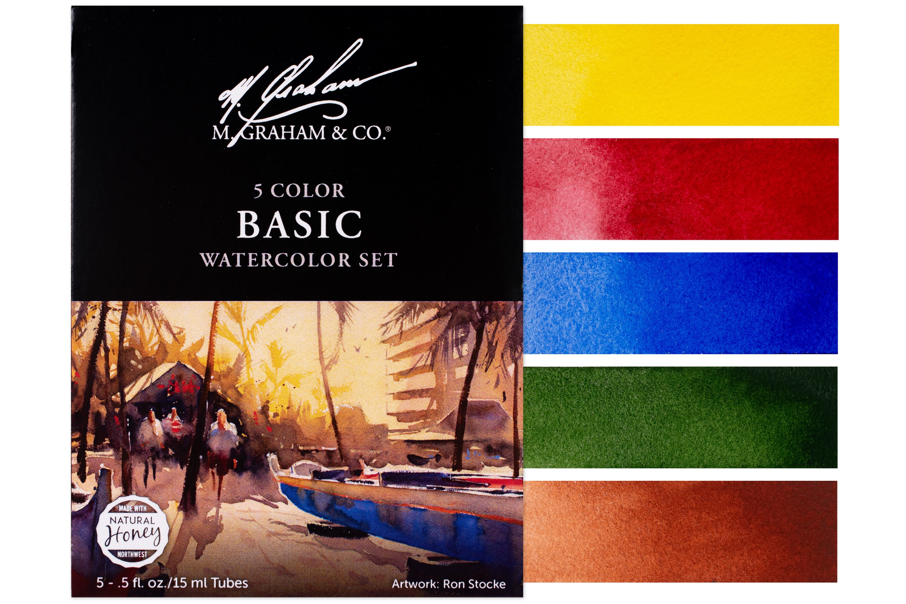 M Graham 5 Color Basic Gouache Set