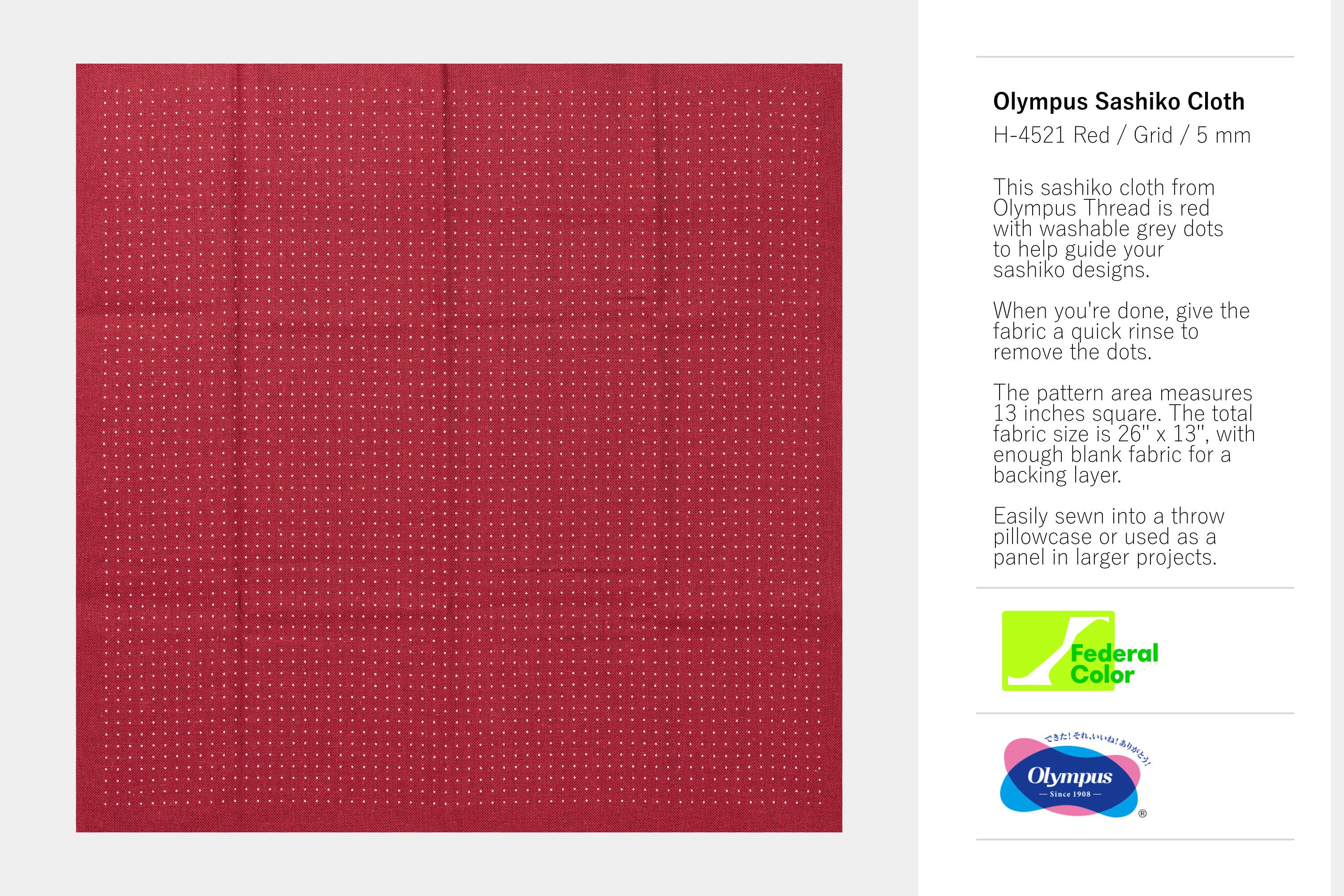 Olympus Sashiko Cloth, Water-Erasable Dot Grid