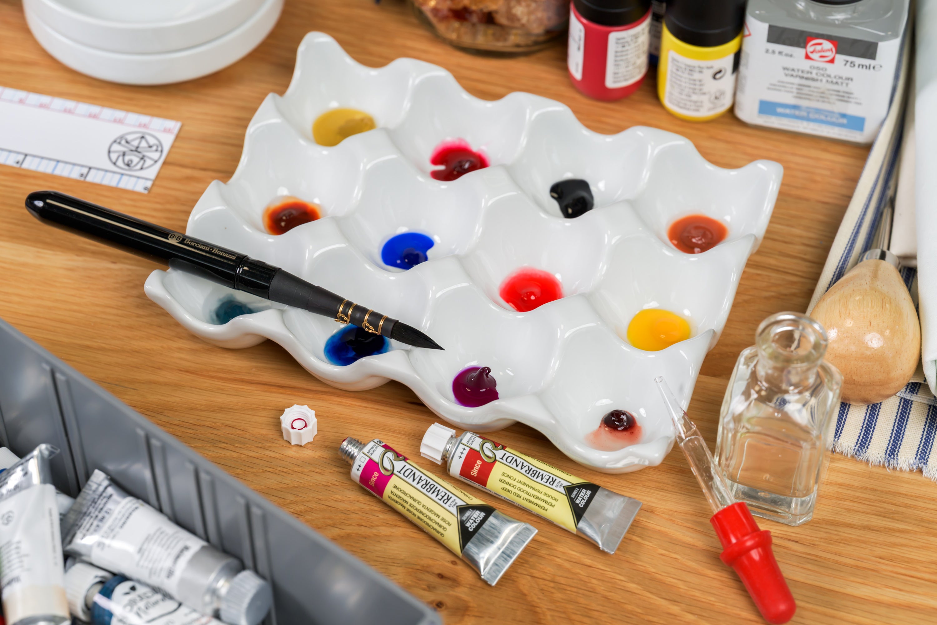 Porcelain "Egg Crate" Watercolor Palette