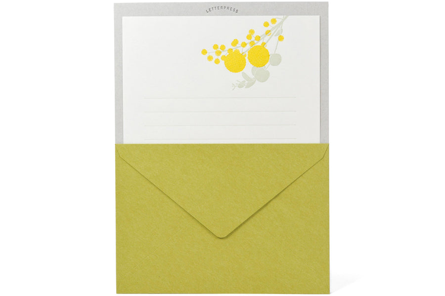 Letterpress stationery, chartreuse/dandelions