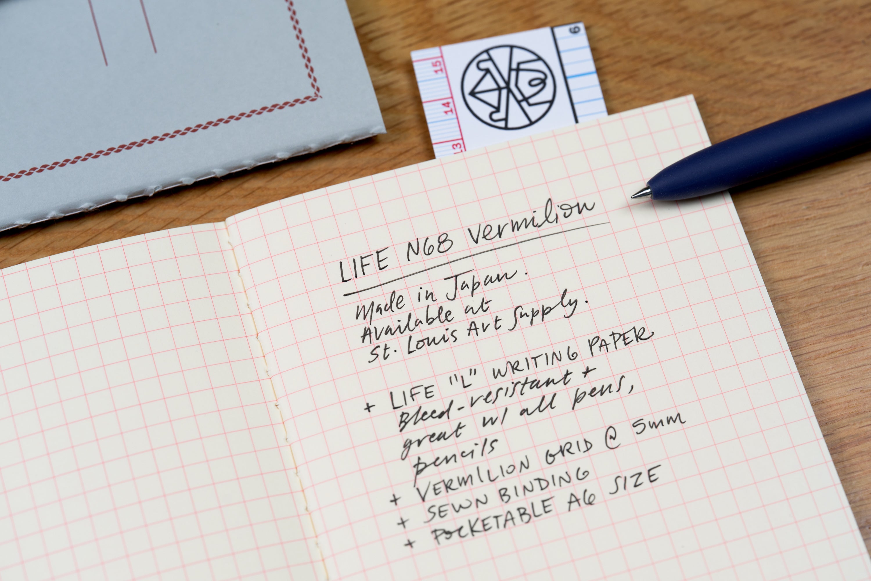 Vermilion Notebook, A6, Grid