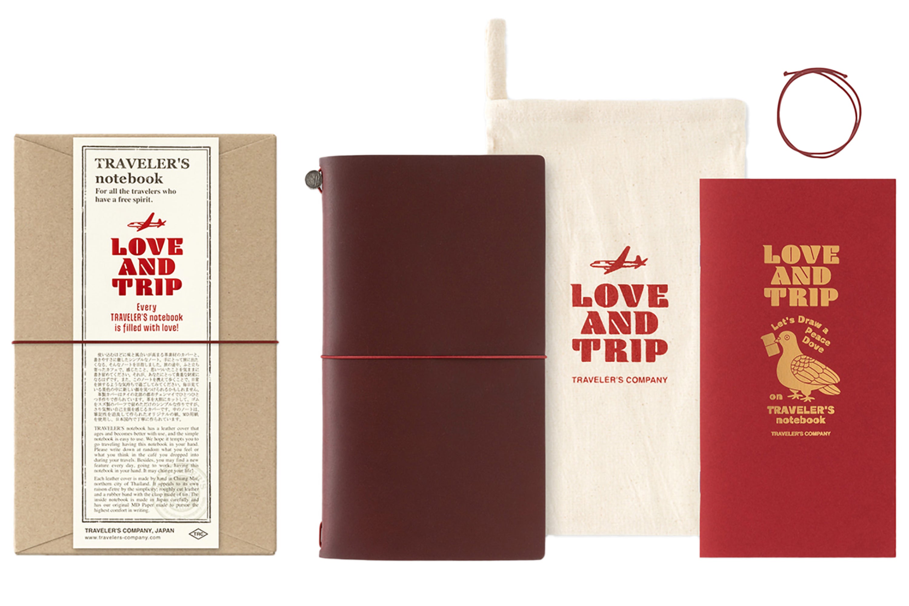 Traveler's Notebook Starter Set, Regular Size, Limited Edition Red Leather