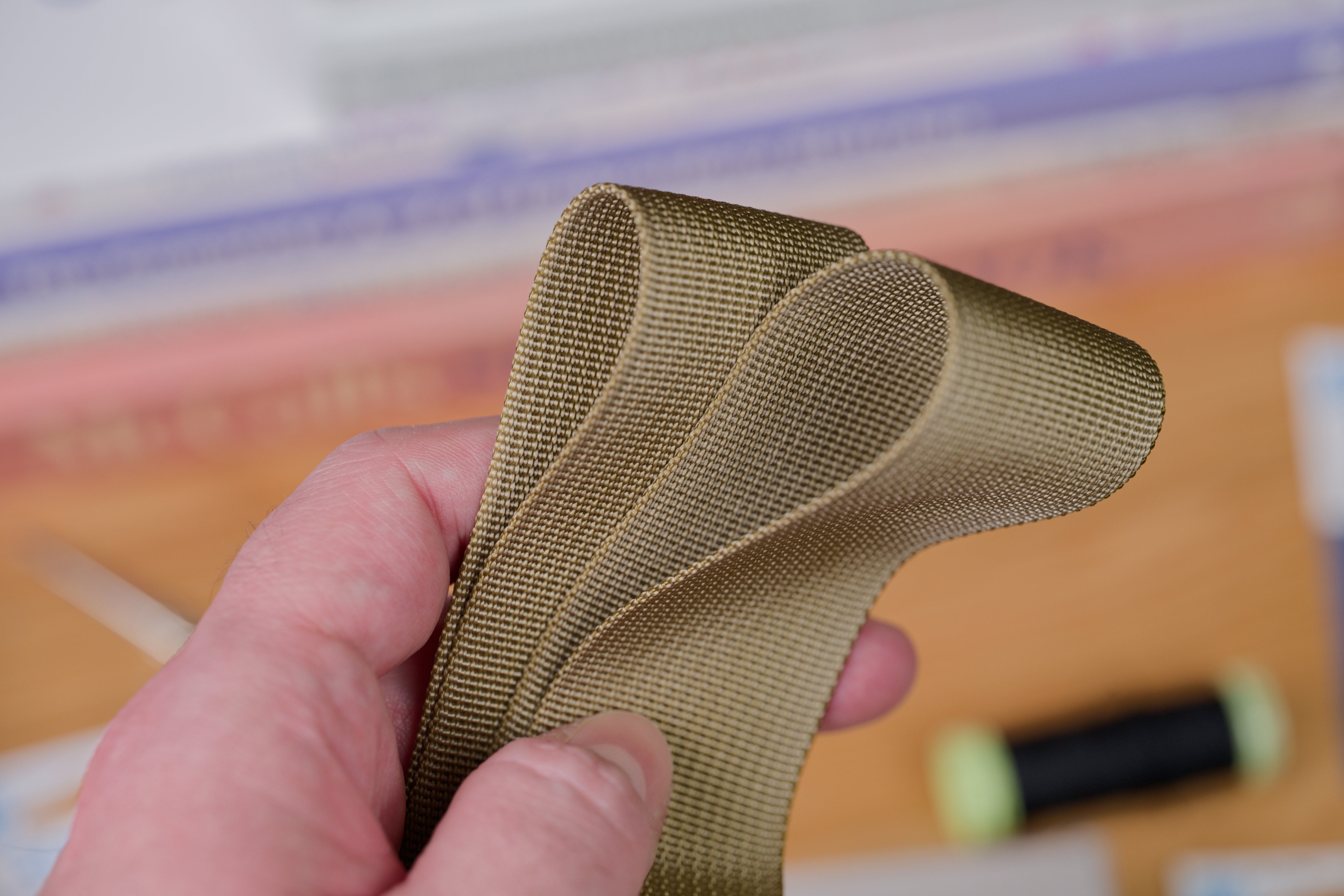 1.5" Nylon Webbing By The Yard, Tan