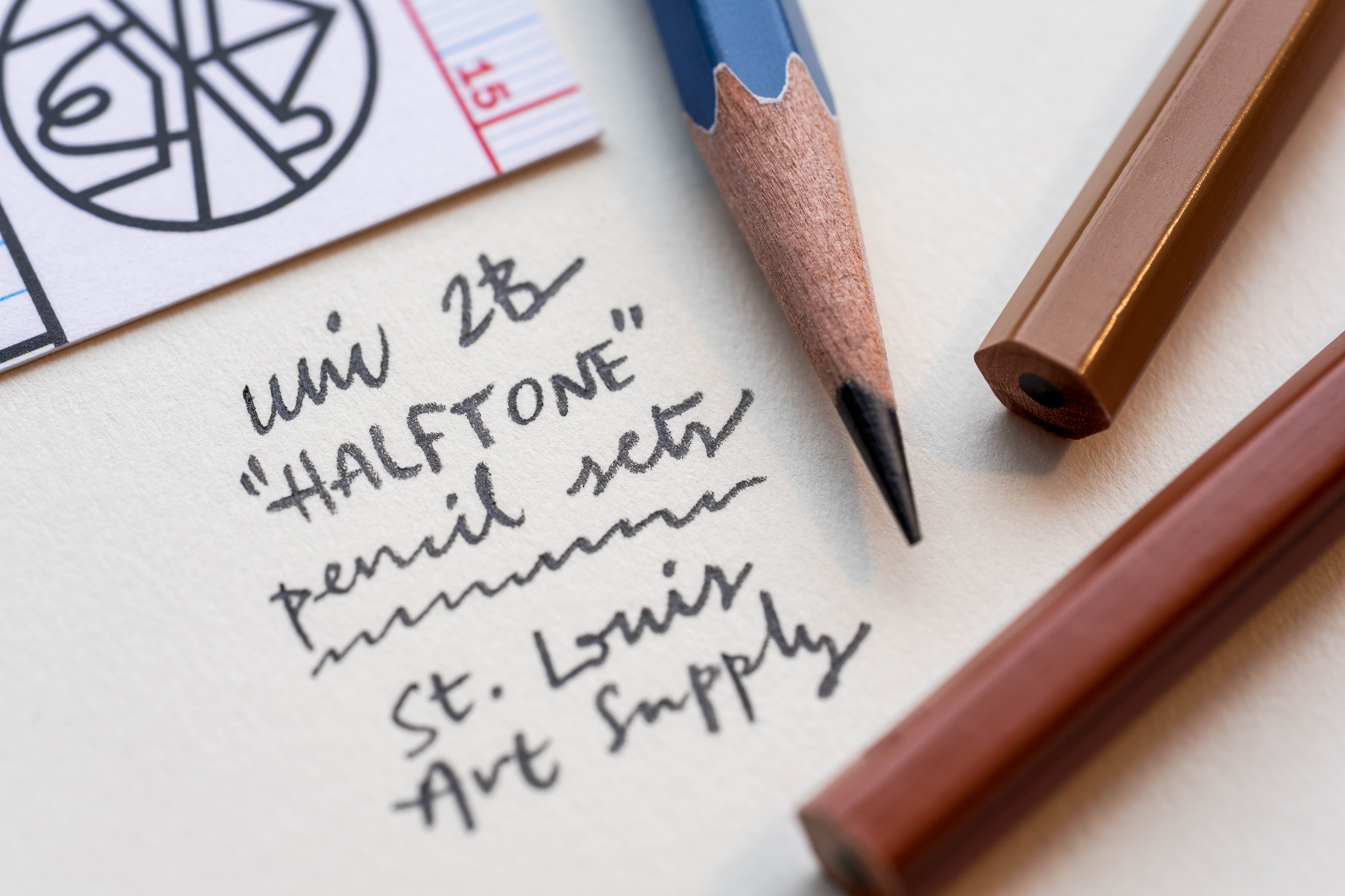 Uni Halftone Pencils, 2B, Box of 12 (Muted Colors)