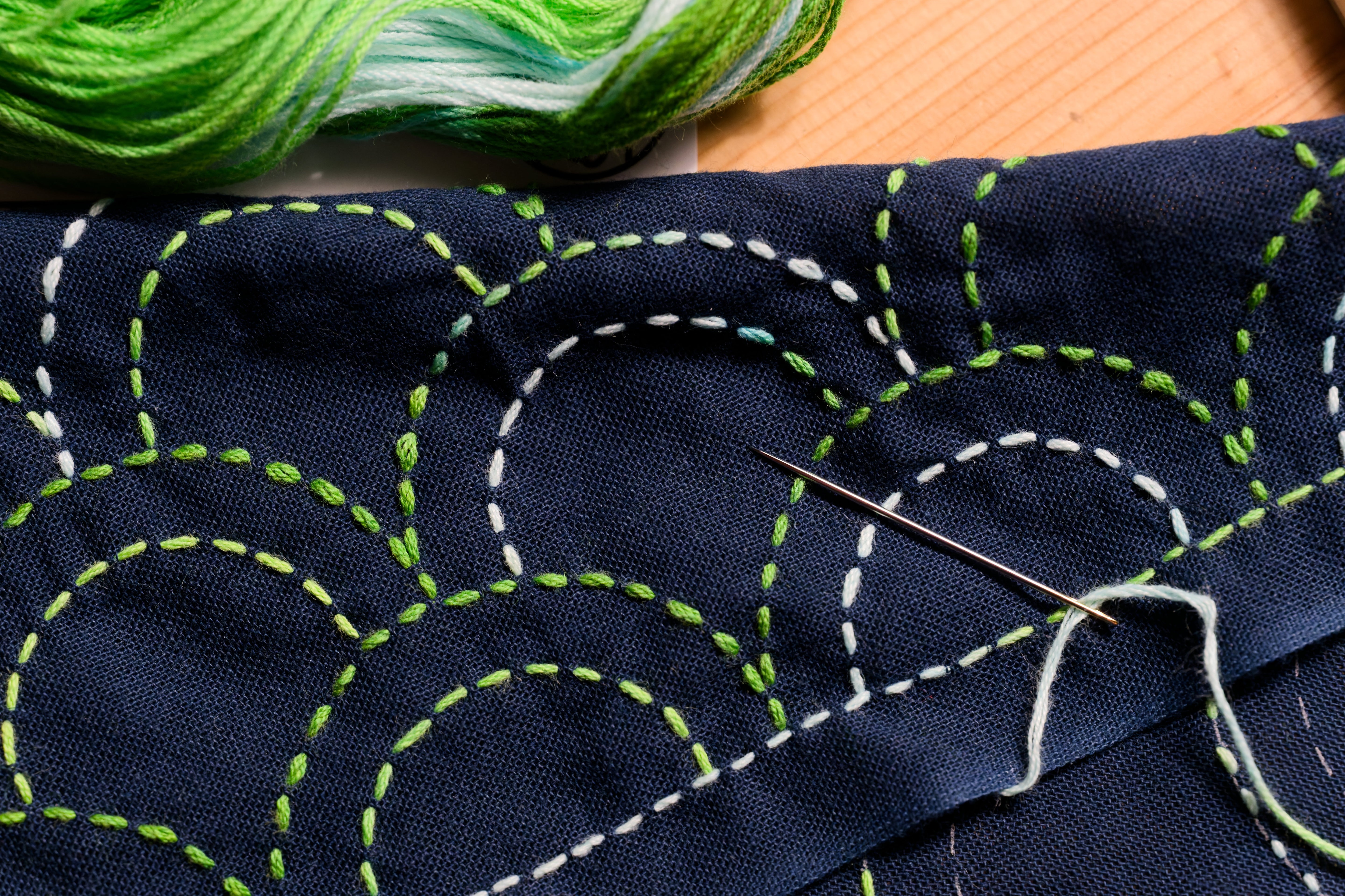 XL Hand-Dyed Sashiko Skein, #205 Blue Horizon