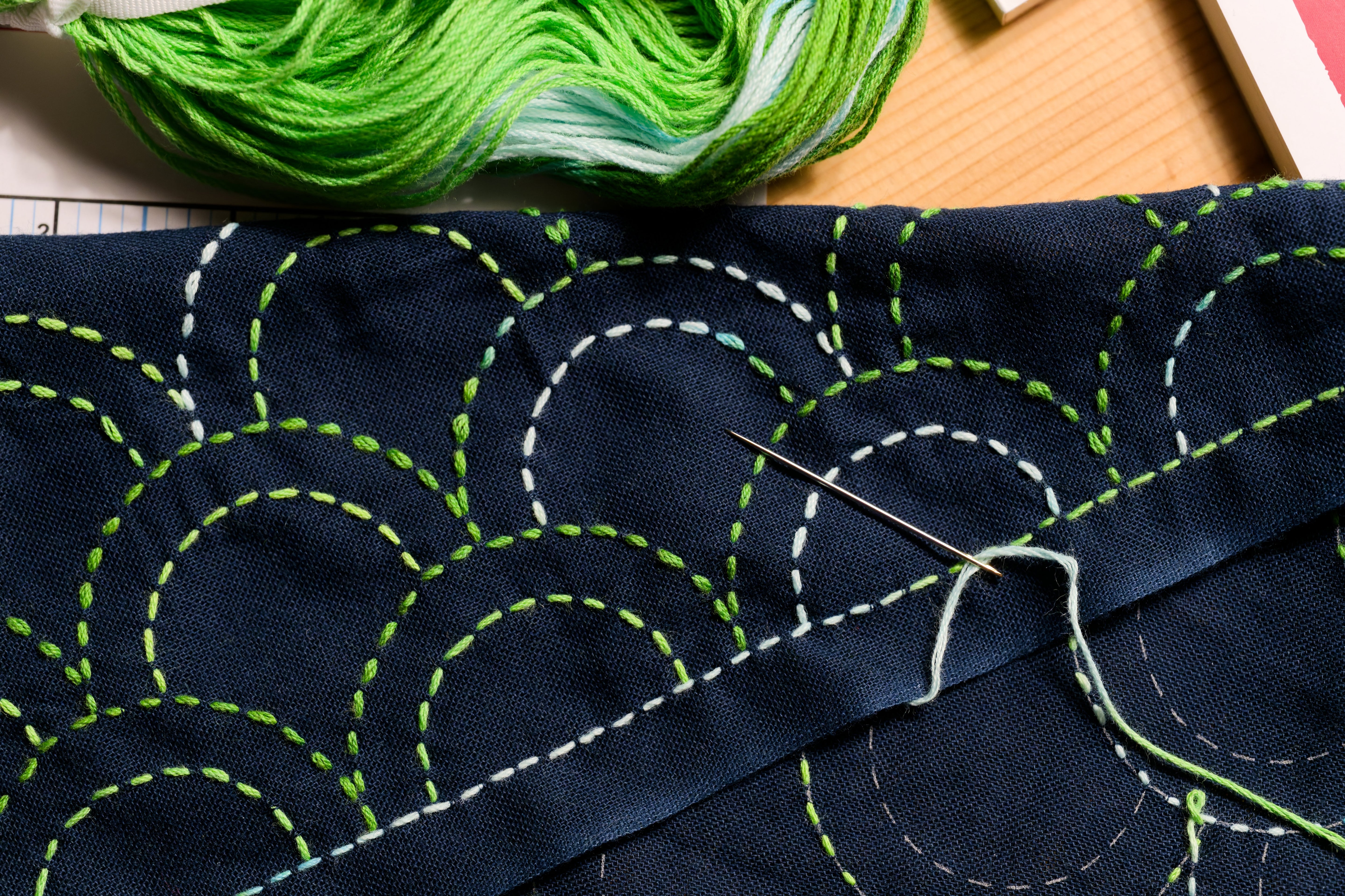 XL Hand-Dyed Sashiko Skein, #208 Autumn