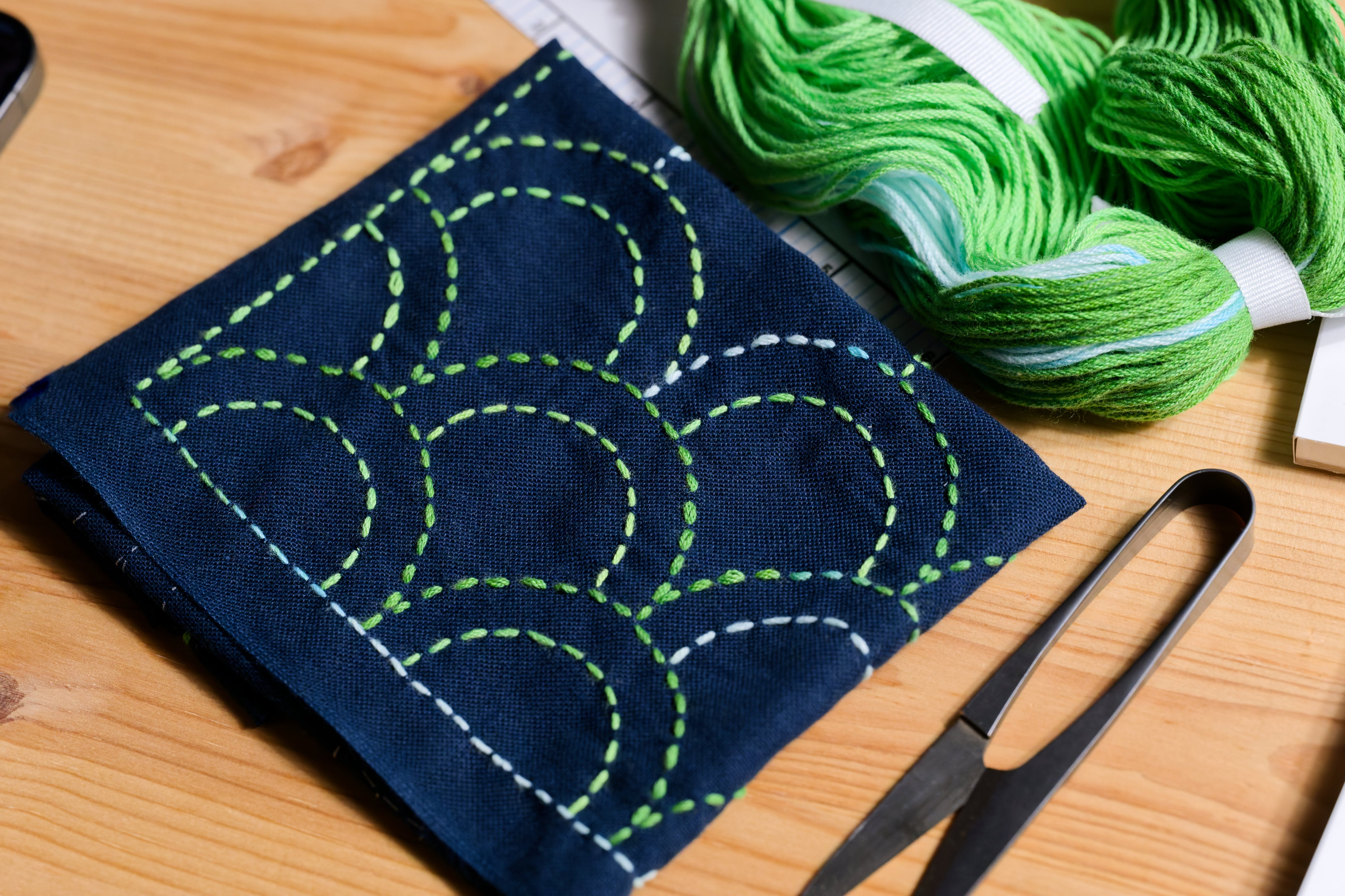 XL Hand-Dyed Sashiko Skein, #204 Cool Meadow