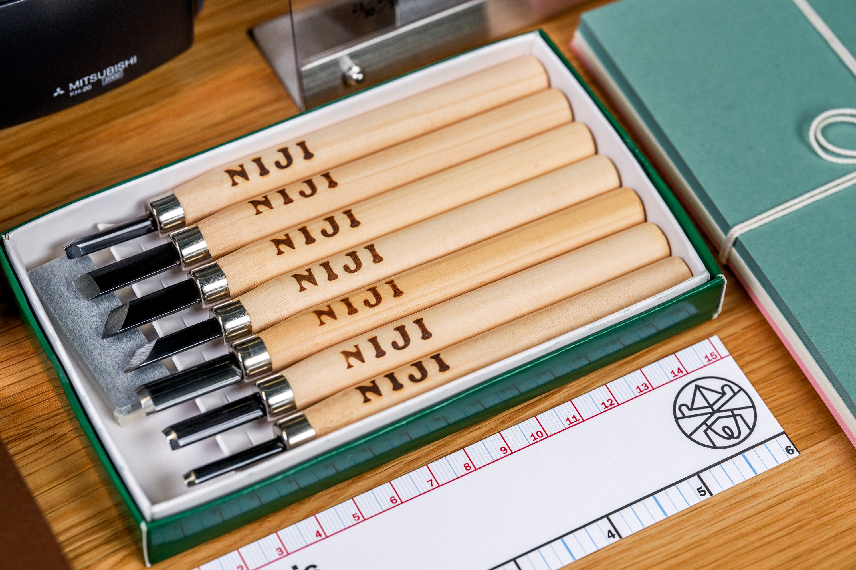 Niji Carving Knives, Set of 7 with Sharpening Stone