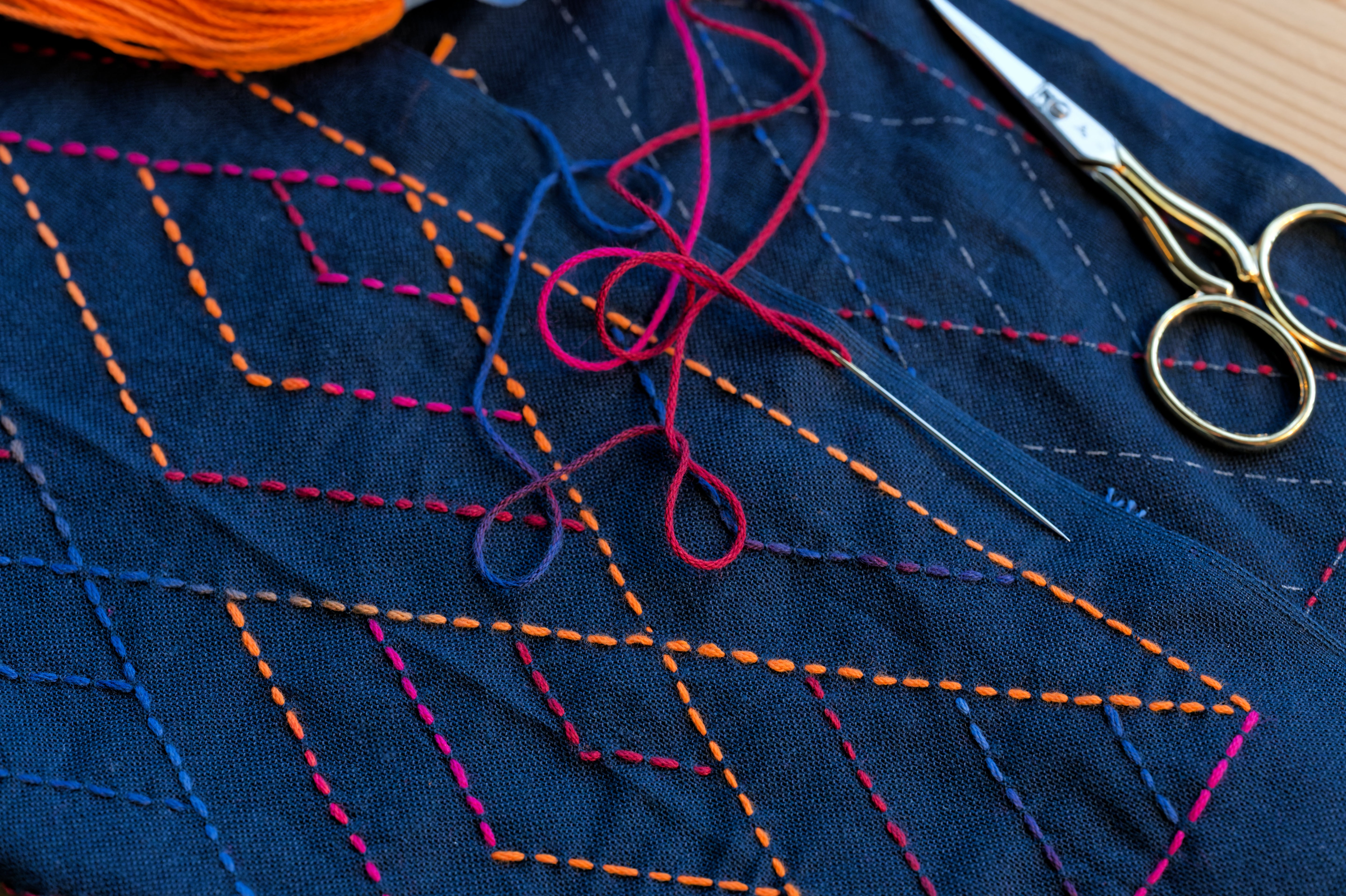 XL Hand-Dyed Sashiko Skein, #207 Bonfire