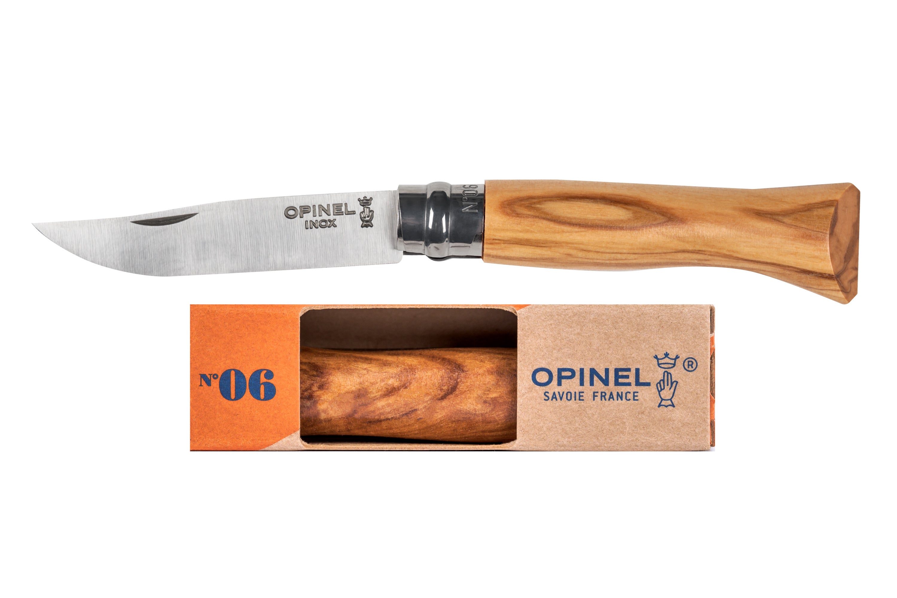 Opinel No. 06 Stainless Folding Knife, Olive Wood