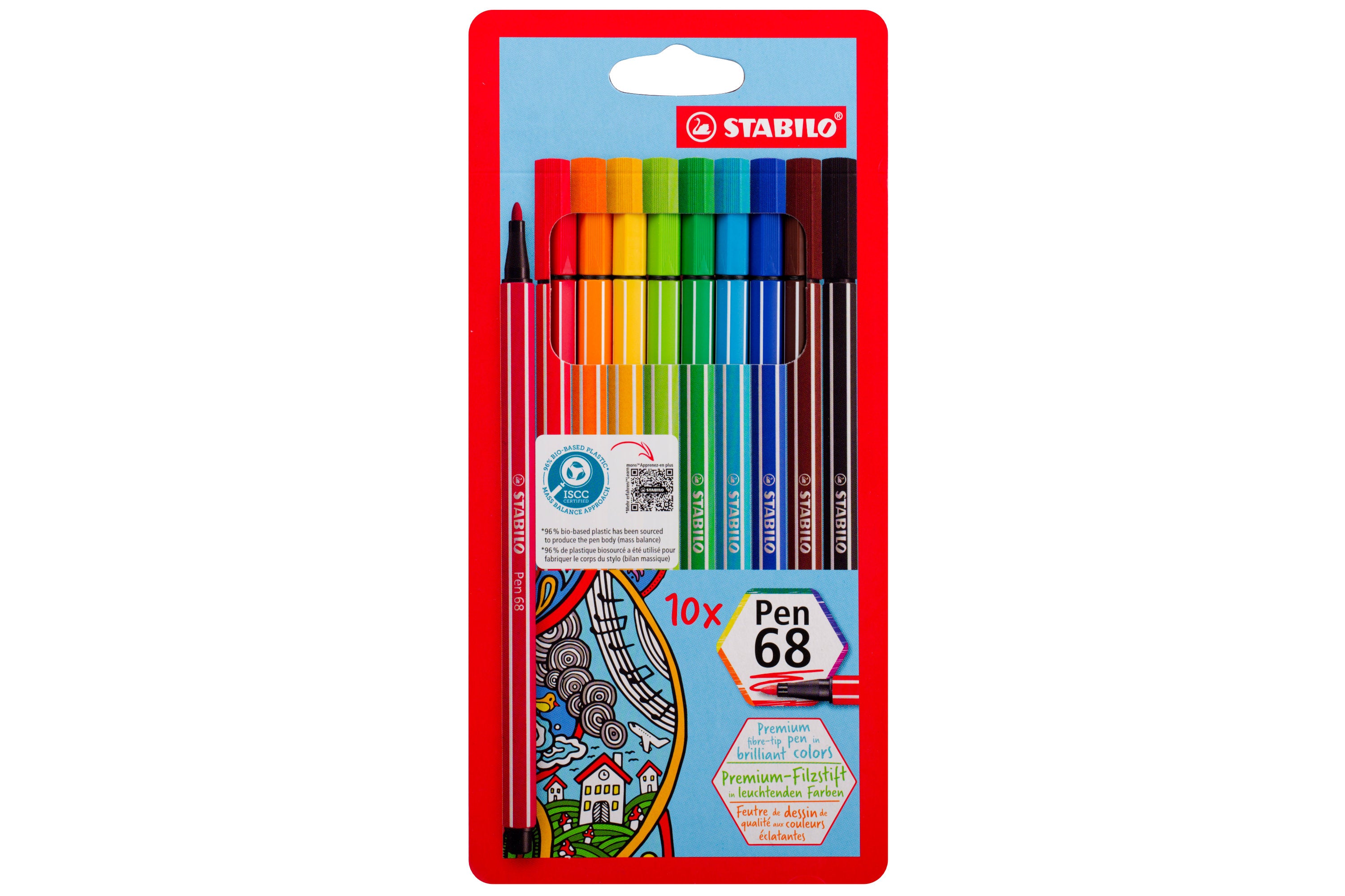 Pen 68 Fine-Tip Markers, Classic Set of 10