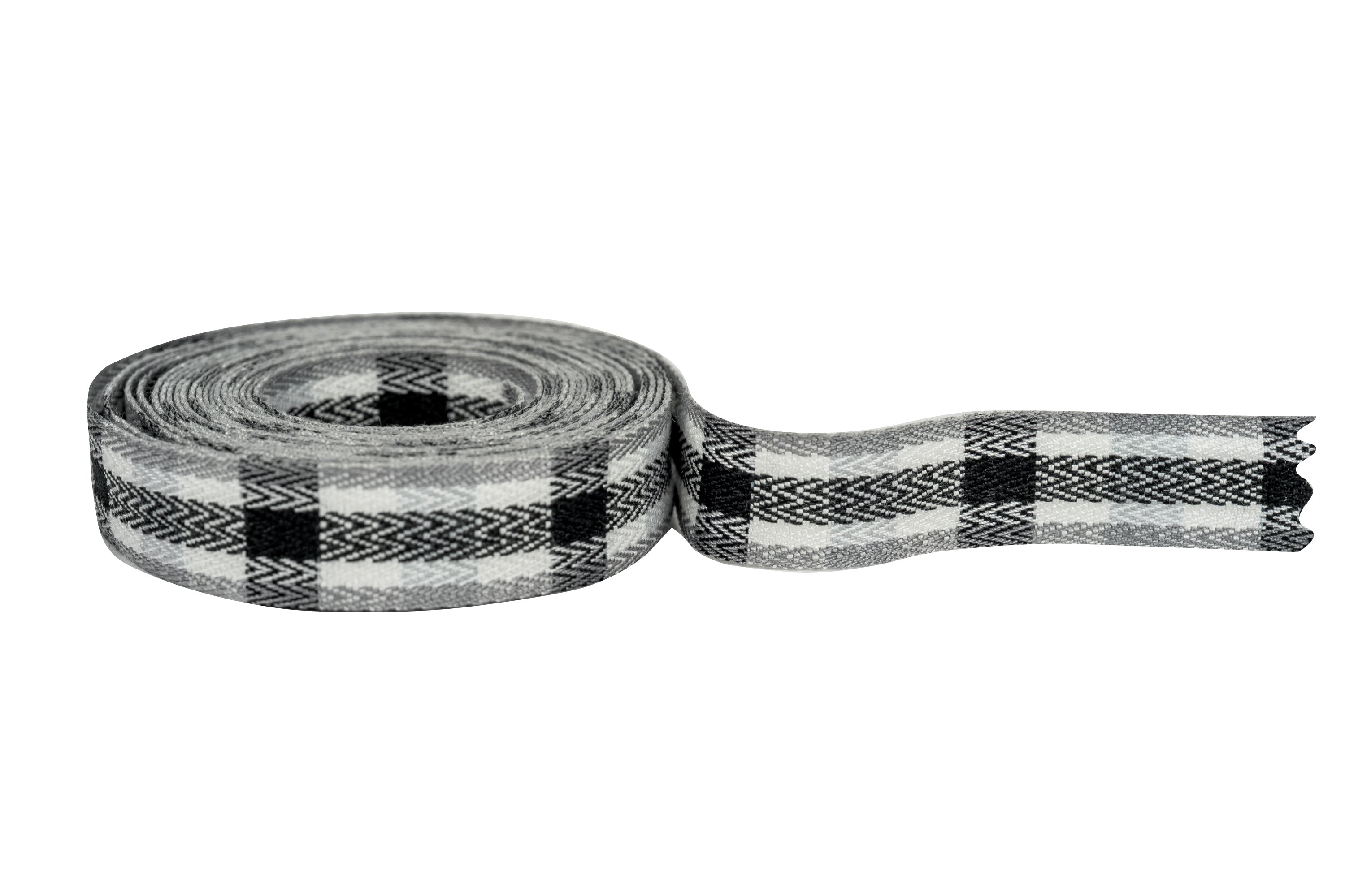 Yarn-Dyed Twill Tape, Black/White Tartan