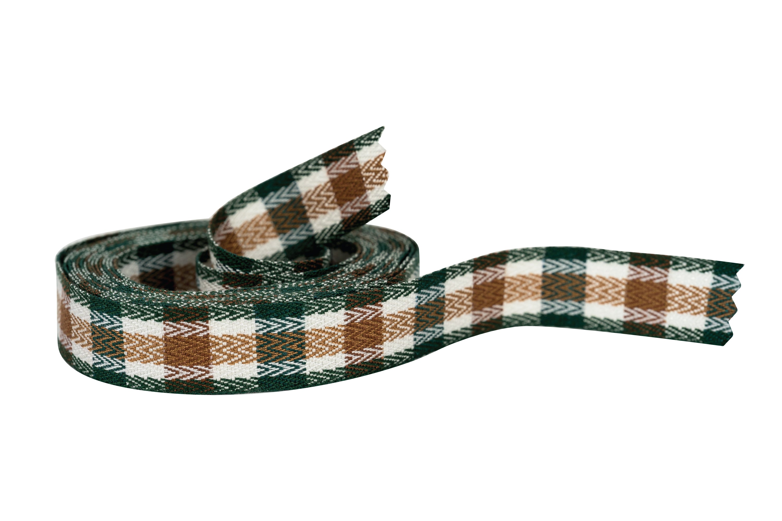 Yarn-Dyed Twill Tape, Green/Brown Tartan