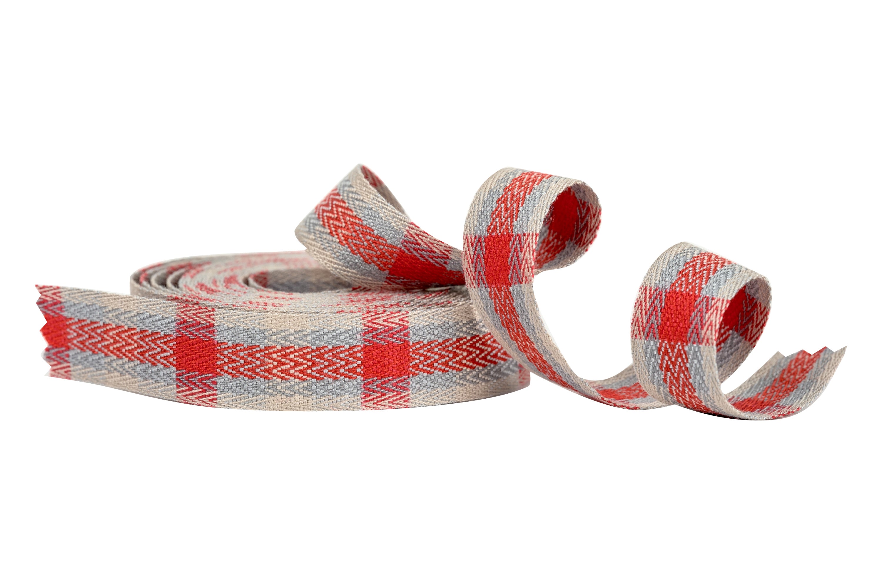Yarn-Dyed Twill Tape, Red/Grey Tartan