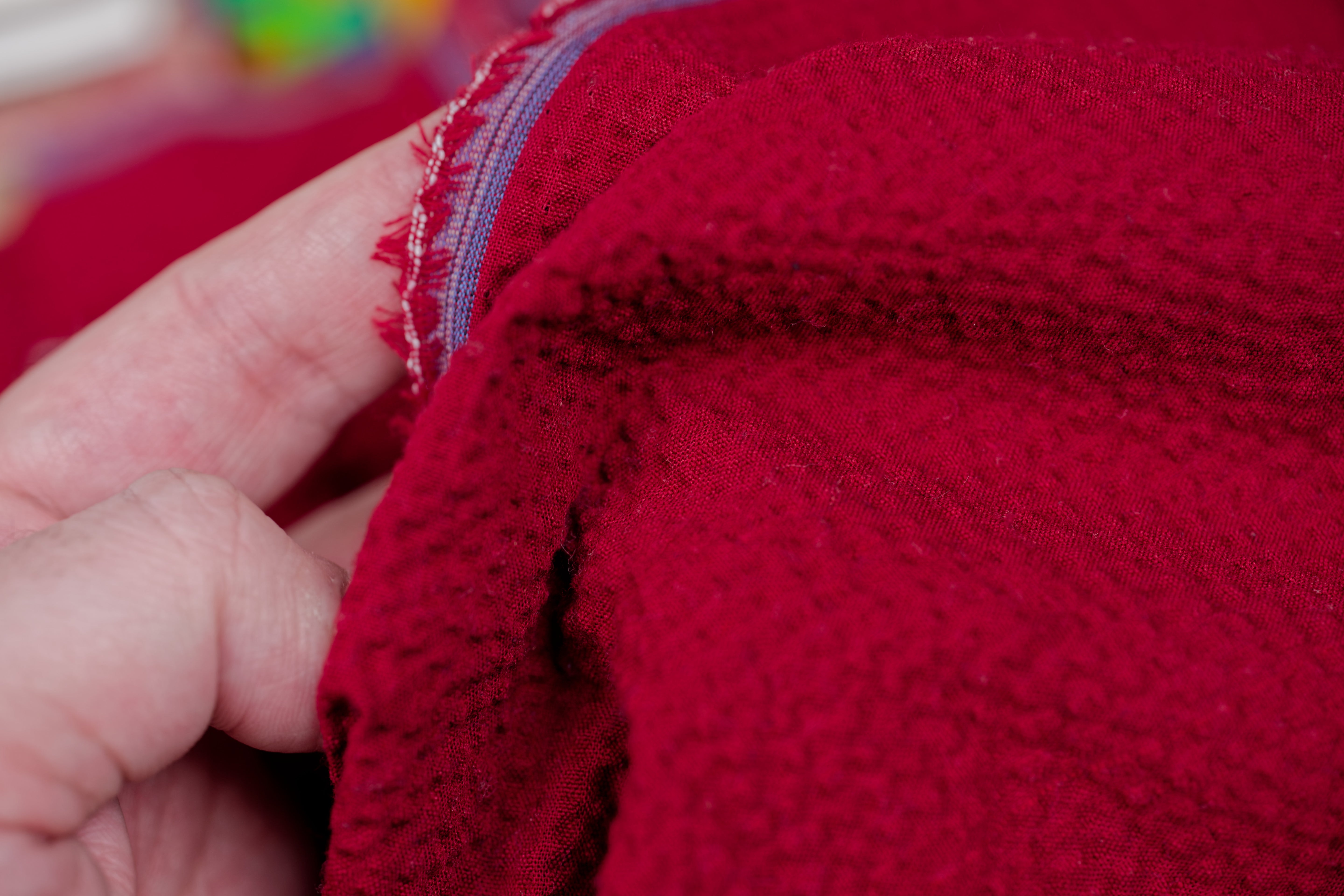 Crimson Seersucker By The Yard