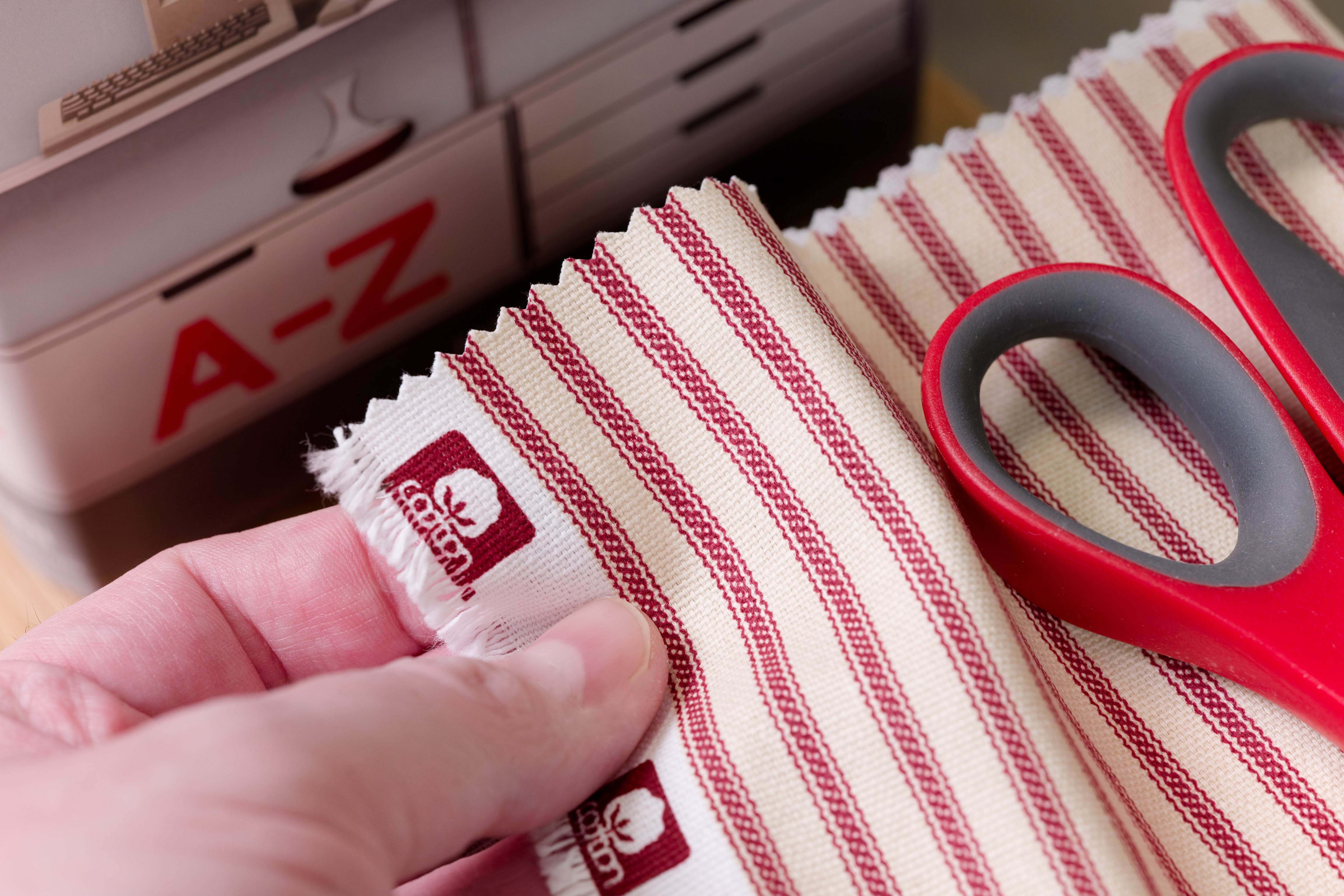 Cotton Ticking By The Yard, Red Stripe