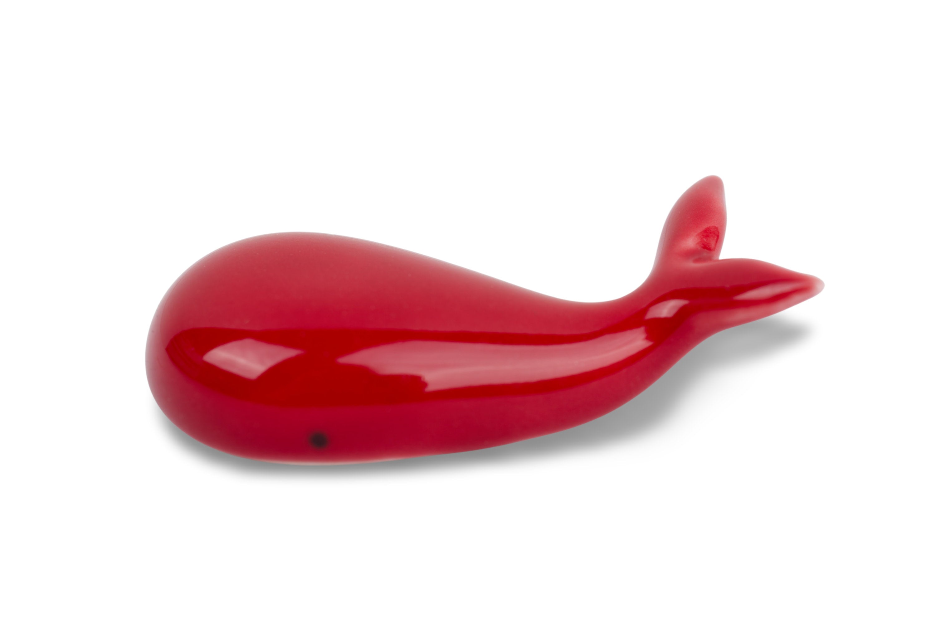 Porcelain Whale Brush Rest, Red