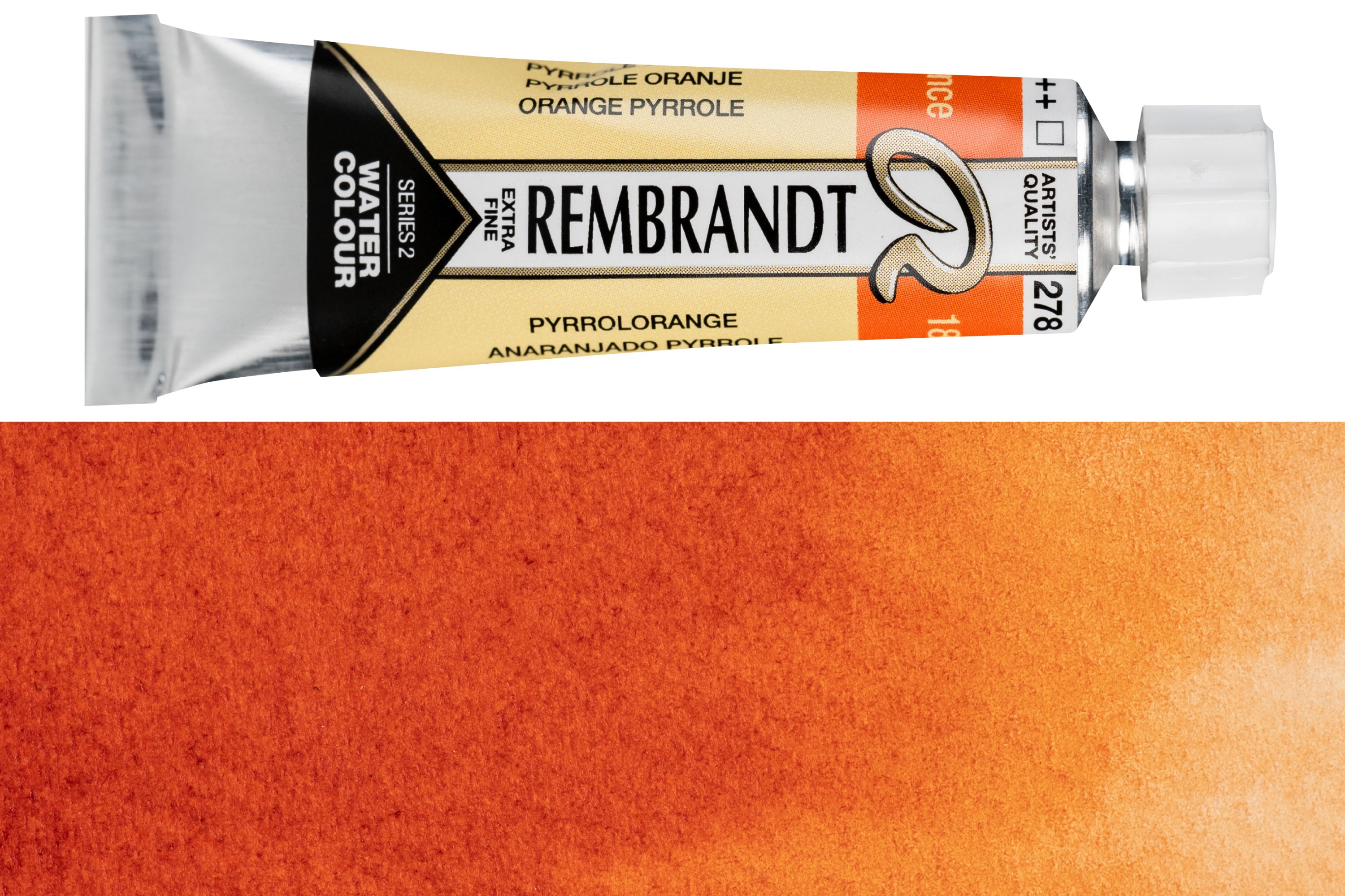Rembrandt Watercolor, 10 mL, #278 Pyrrole Orange