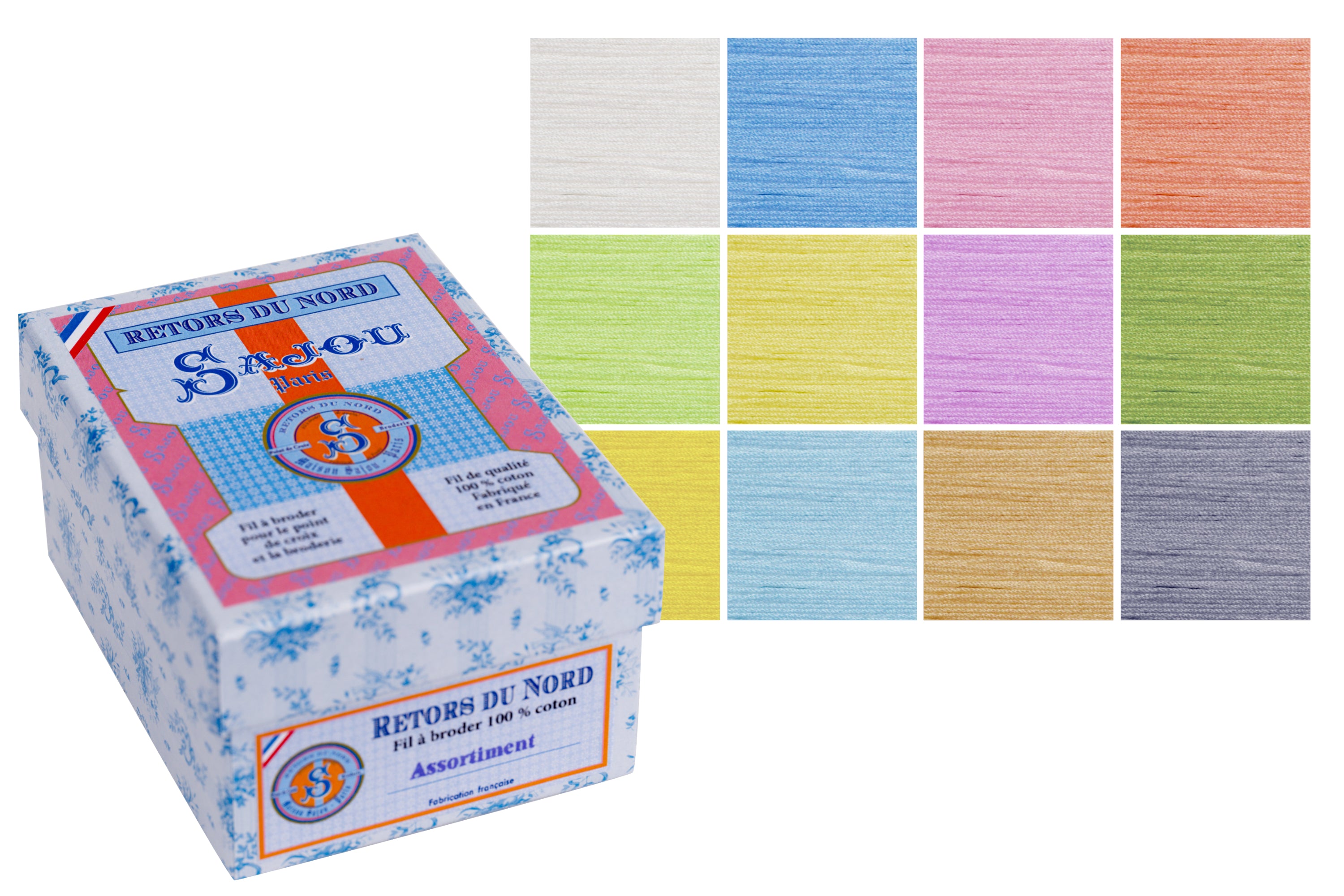 Retors du Nord Embroidery Floss, 12 Pastel Colors